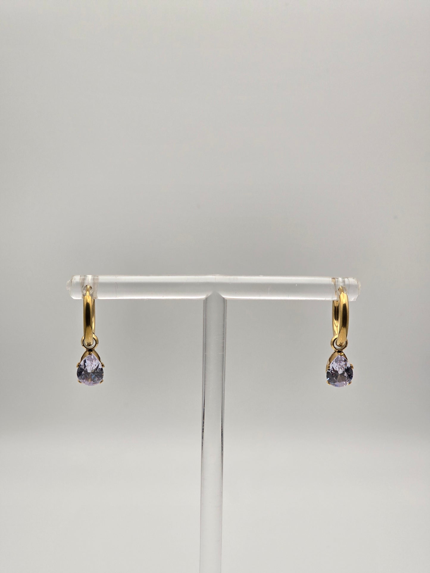 Stainless Steel Sparkle Teardrop Hoop Earrings