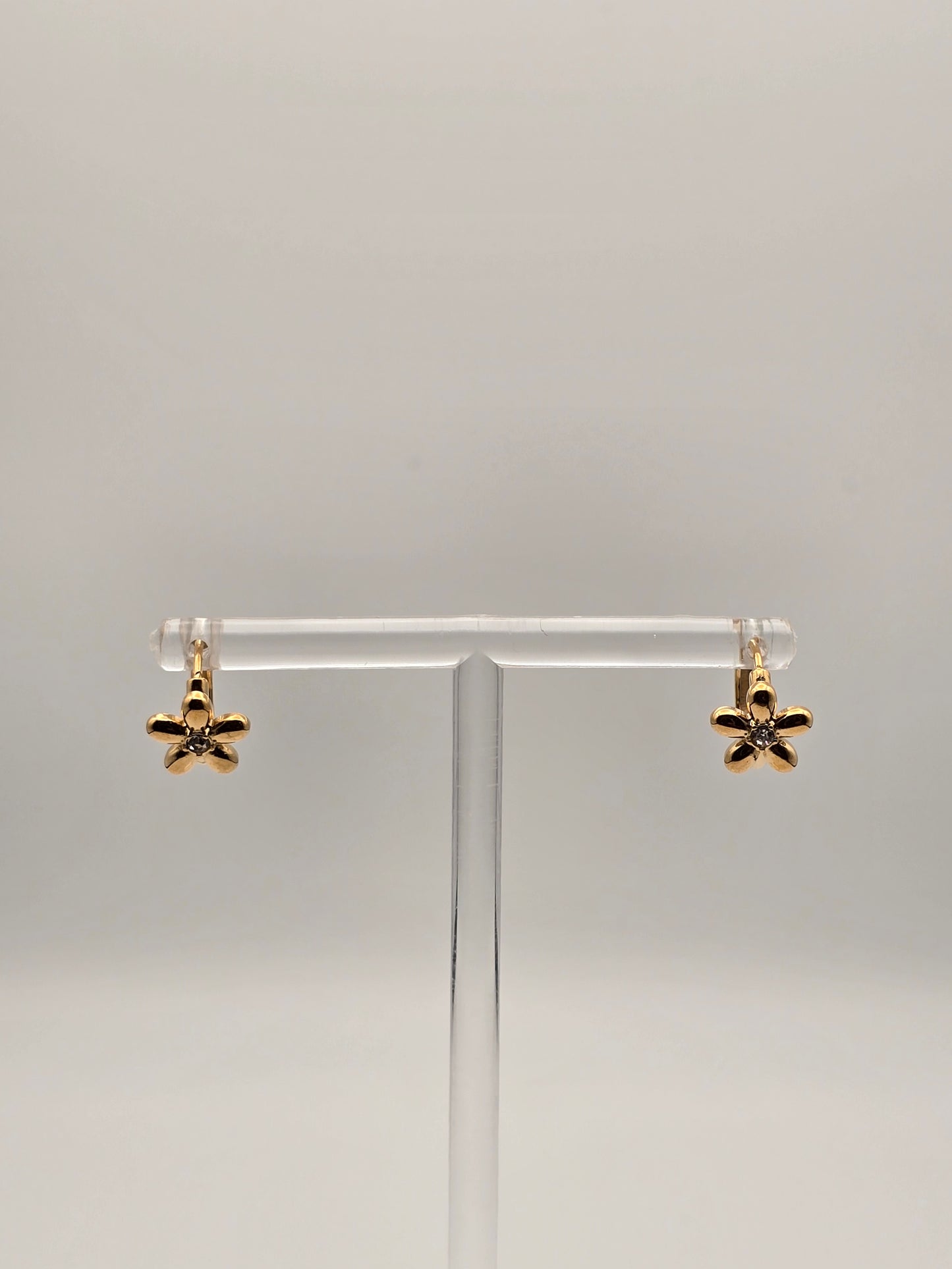 Stainless Steel Flower Hoops w/ Sparkle Center