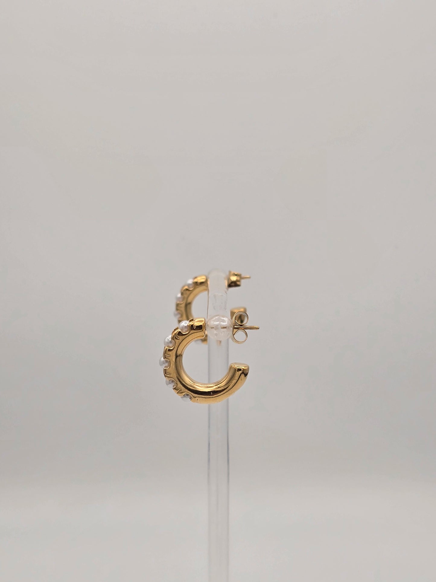 Stainless Steel Pearl Hoops