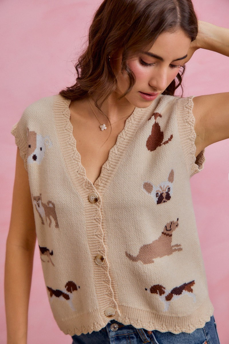Dog Friendly Scalloped Edge Sweater Vest