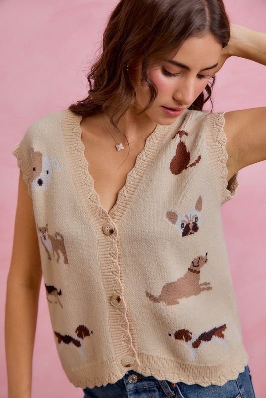 Dog Friendly Scalloped Edge Sweater Vest
