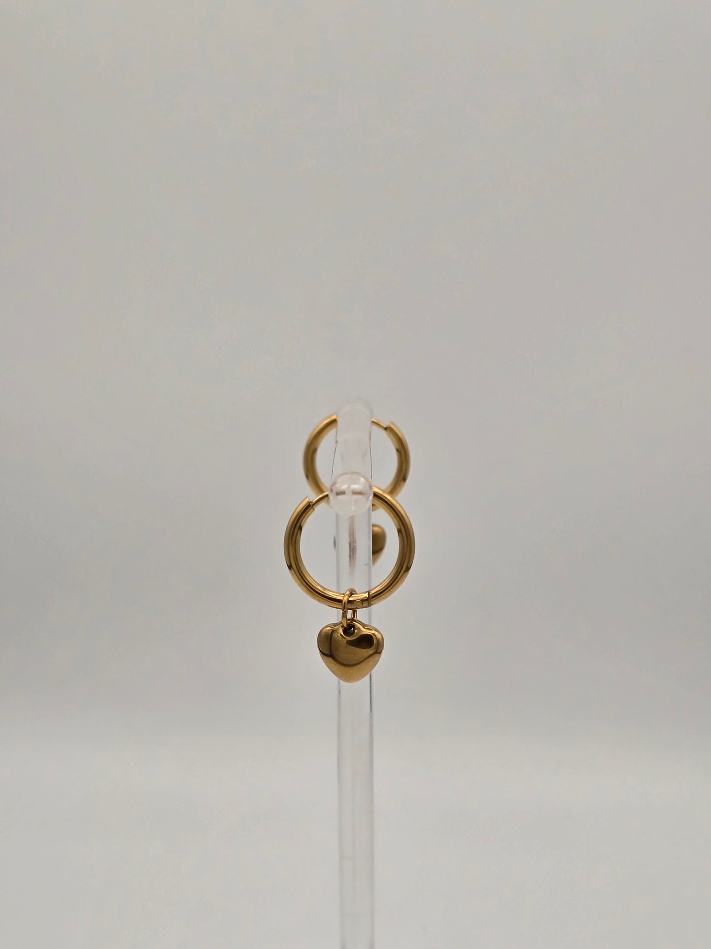 Stainless Steel Heart Hoop Earrings in Gold