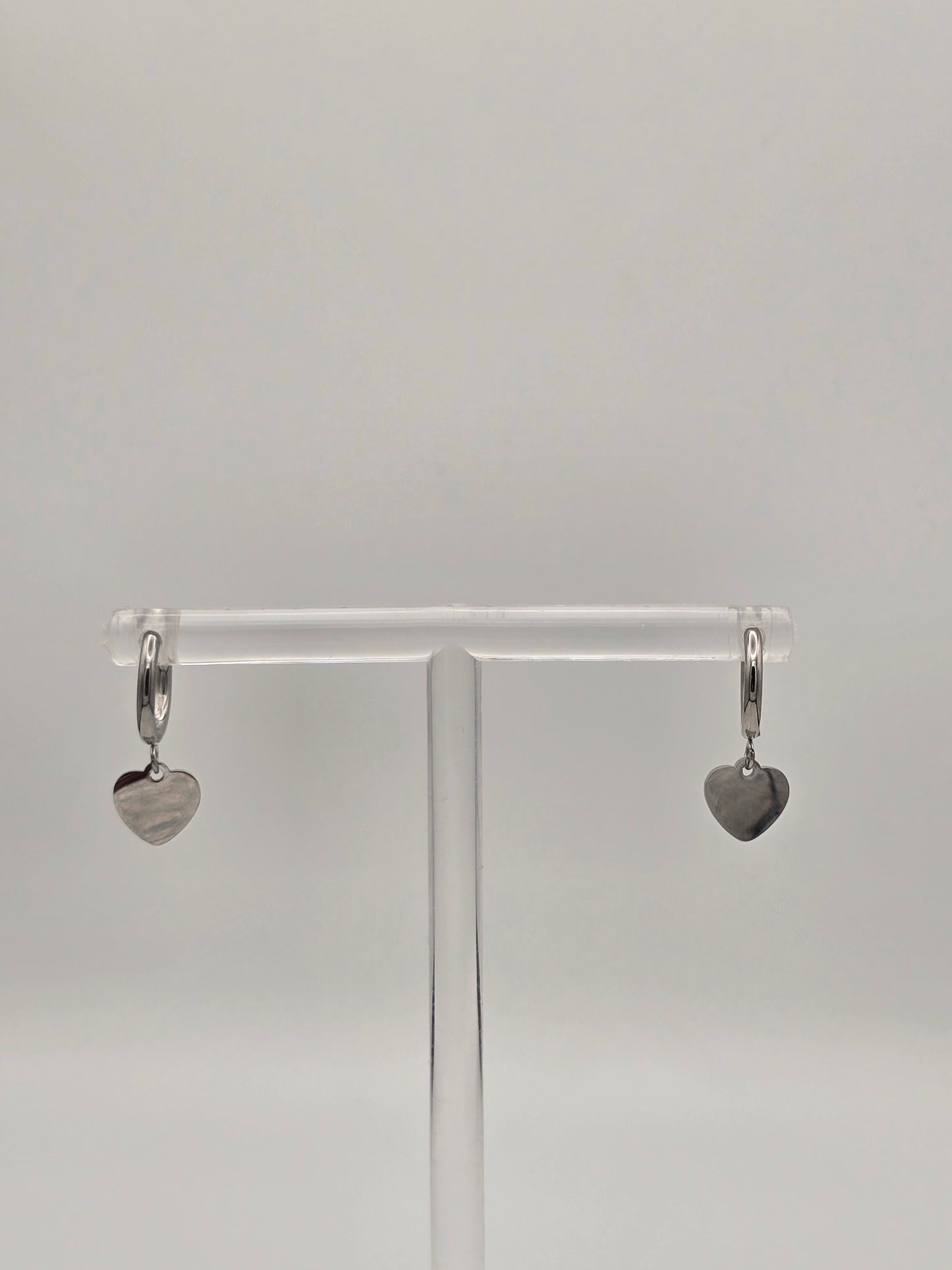 Stainless Steel Flat Heart Hoops Gold or Silver