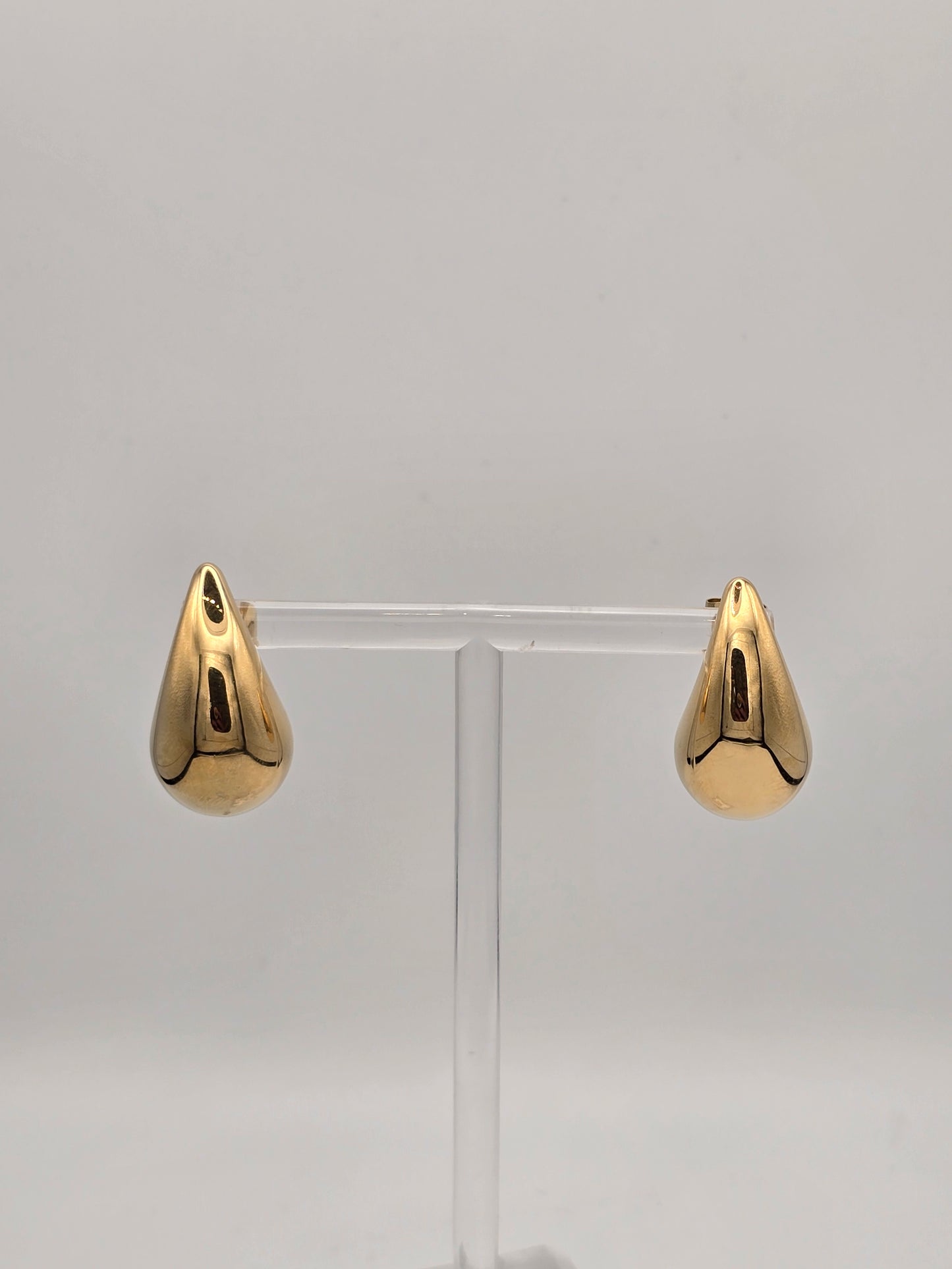 Stainless Steel Large Teardrop Studs in Gold or Silver