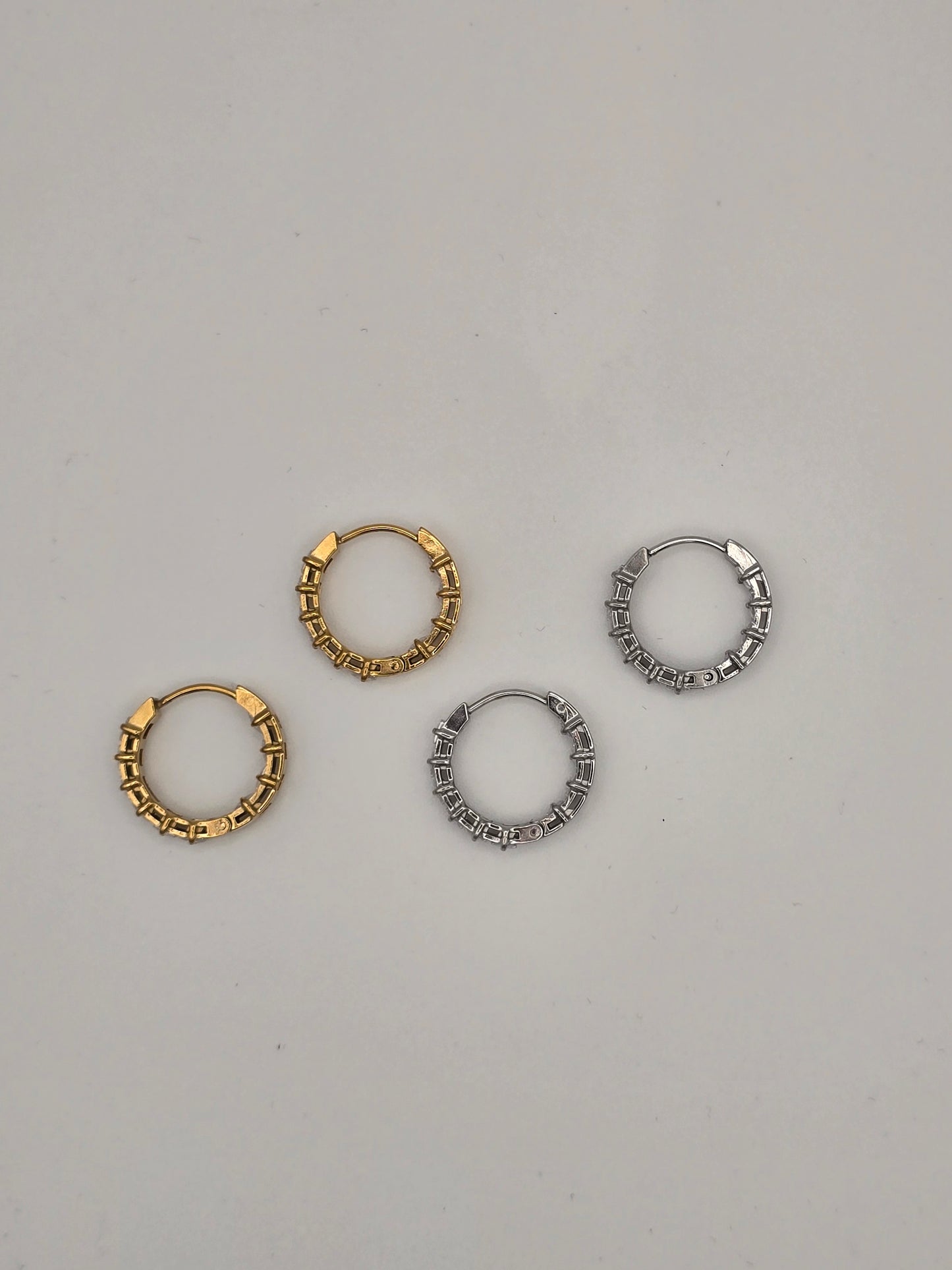 Stainless Steel Medium Sparkle Hoops in Gold or Silver