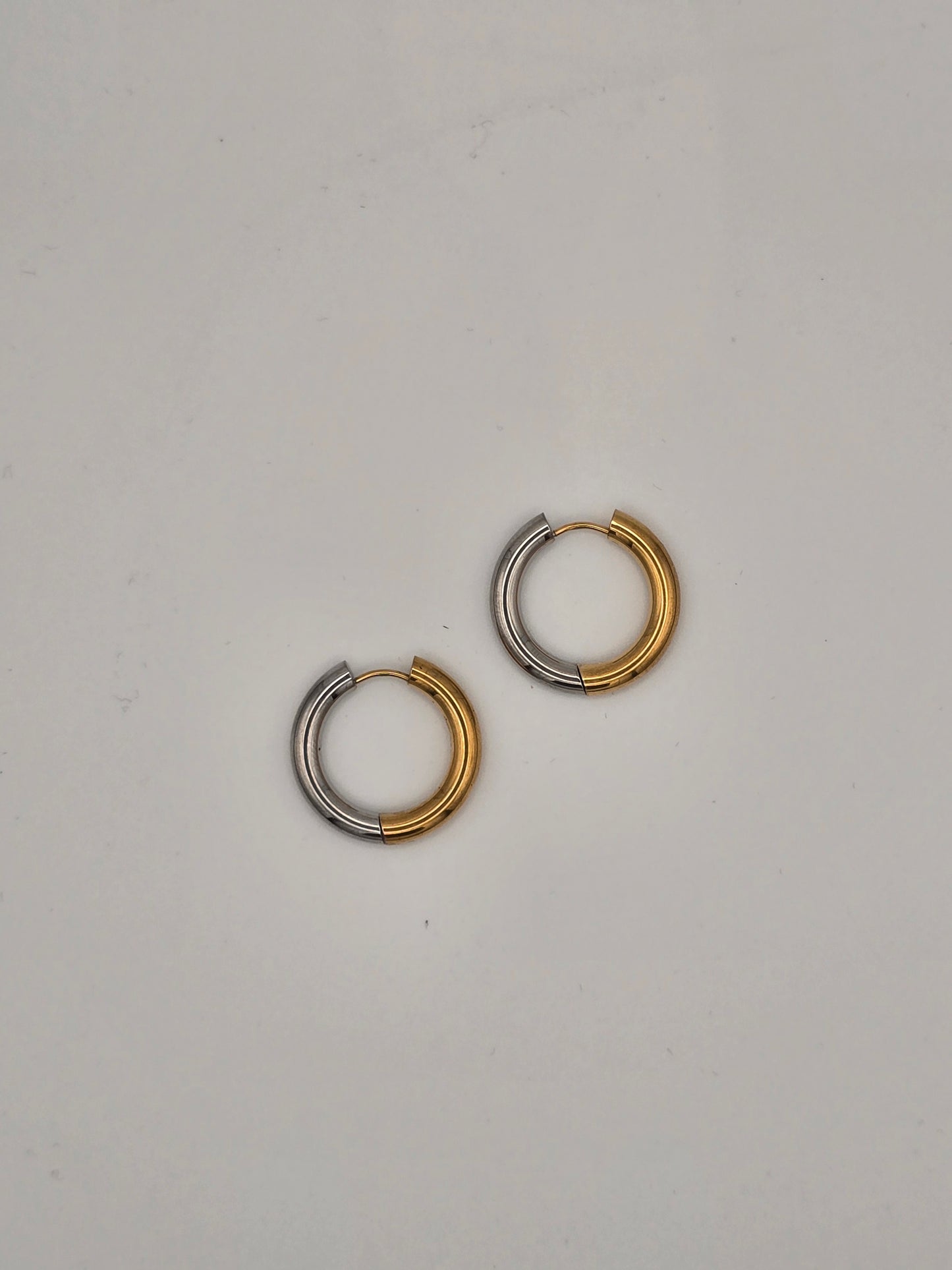 Stainless Steel Thick Hoop Earrings in Gold, Silver or Two-Tone
