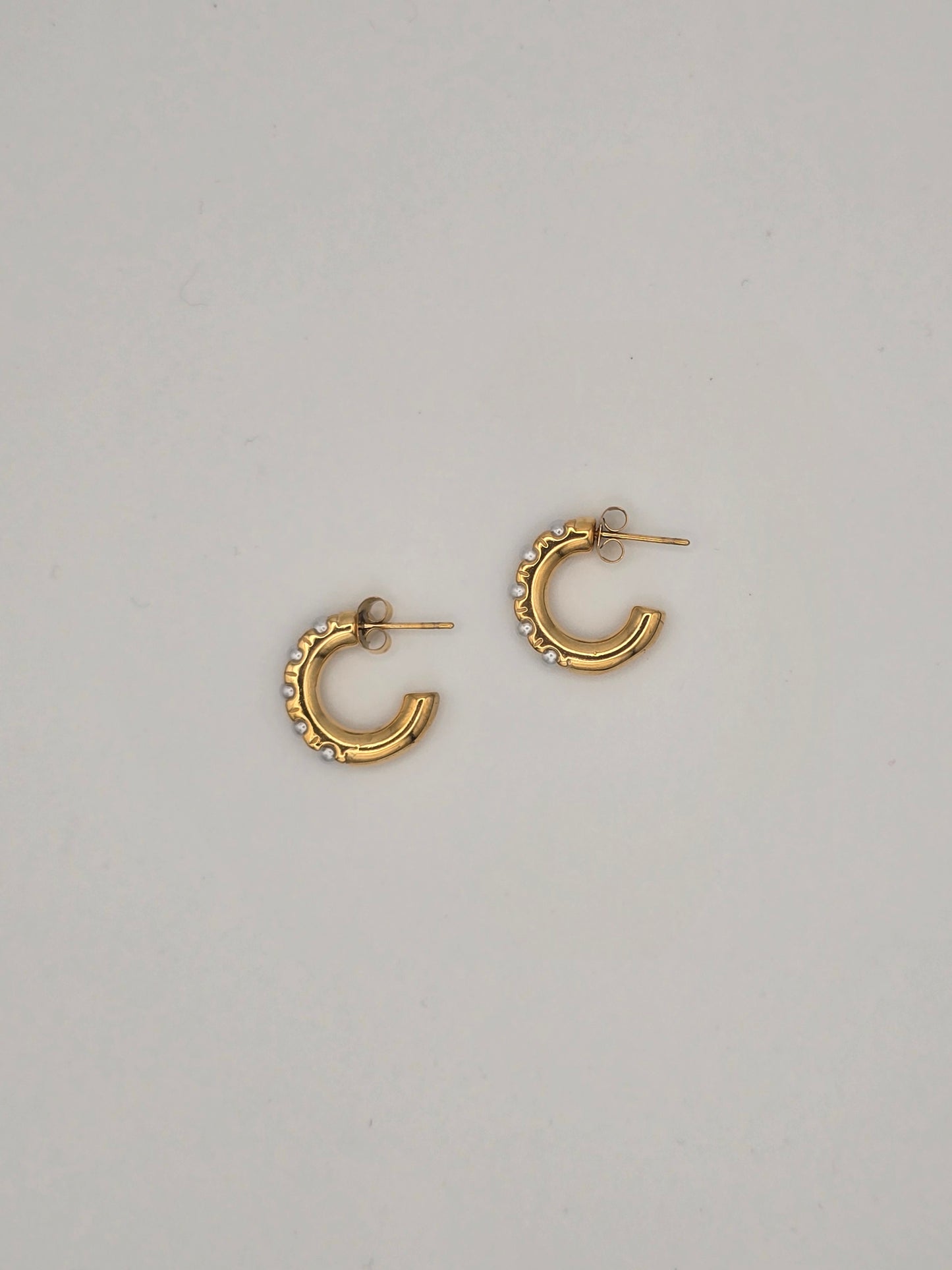 Stainless Steel Pearl Hoops