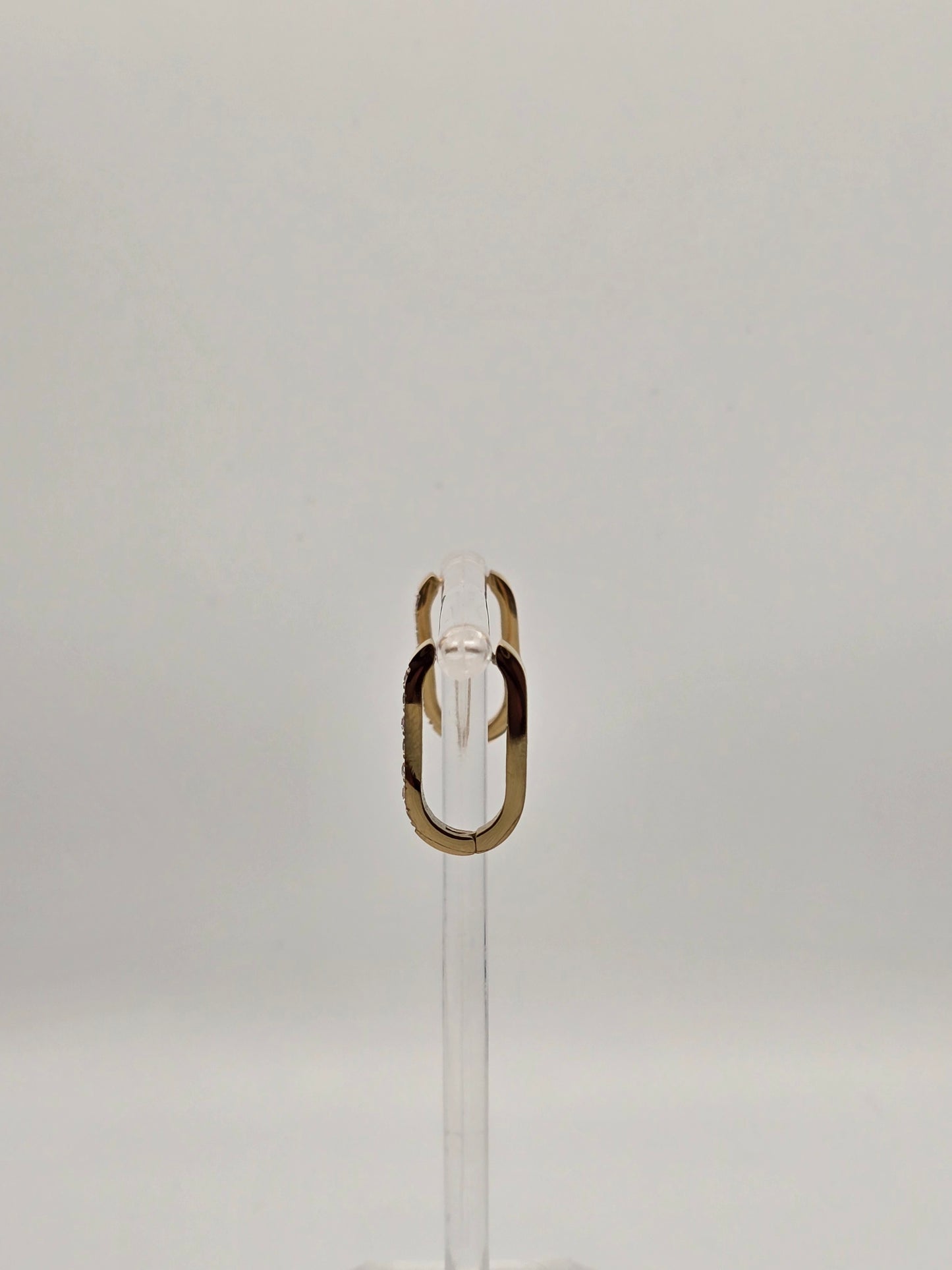 Stainless Steel Rectangle Sparkle Hoop Earrings in Gold