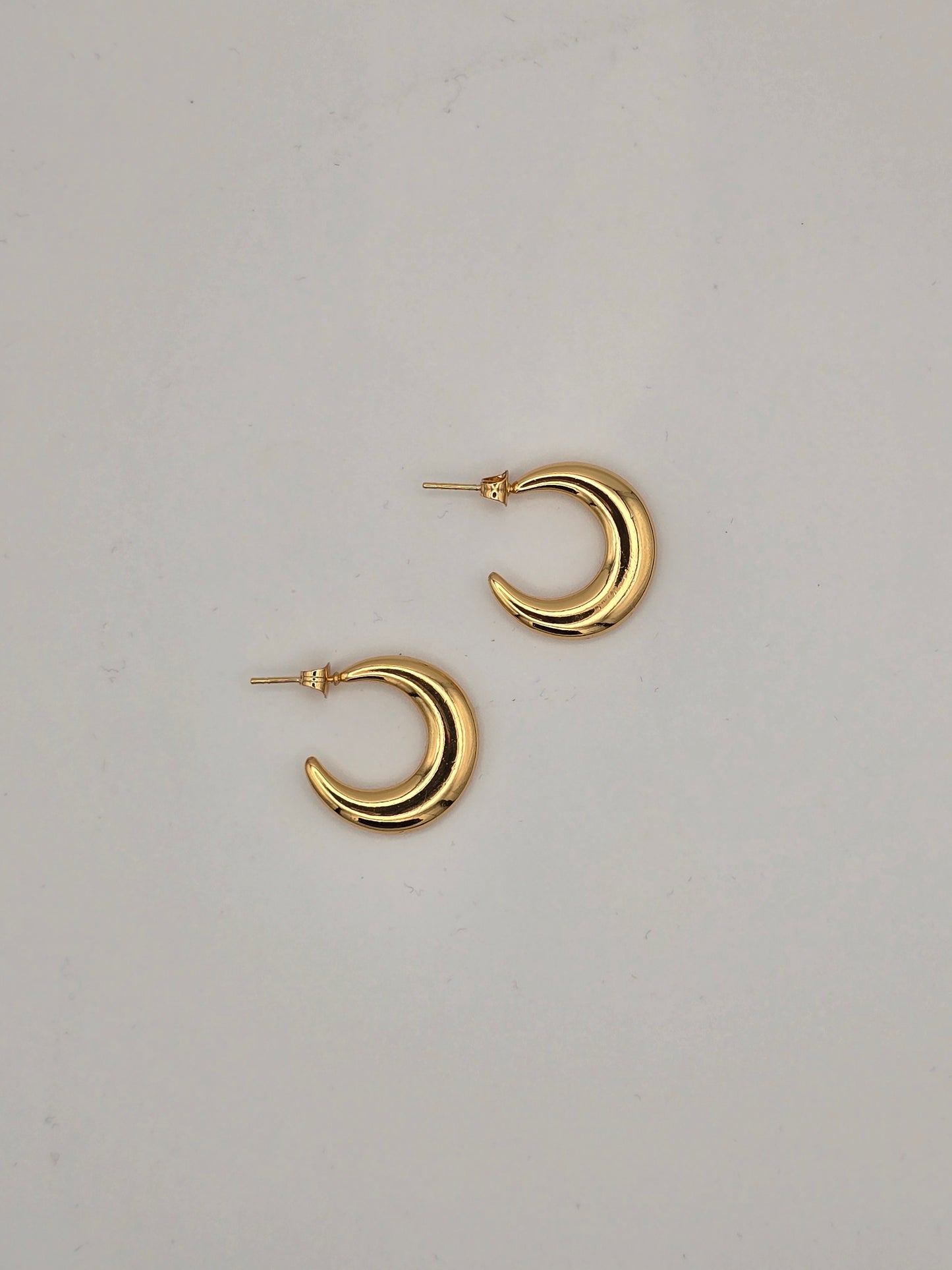 Stainless Steel Flat Half Hoops in Gold or Silver