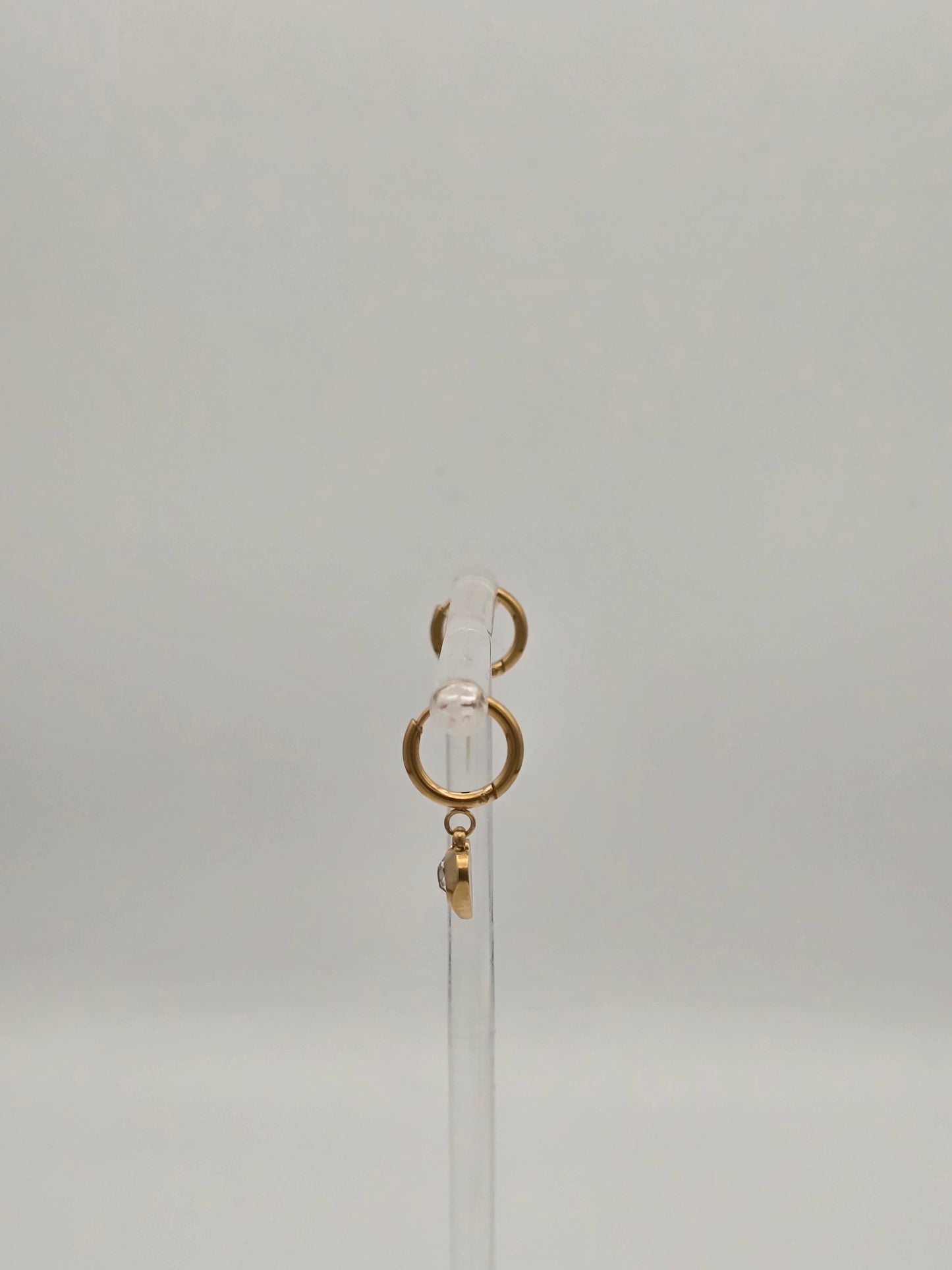 Drop Heart Hoop Earrings Gold or Silver