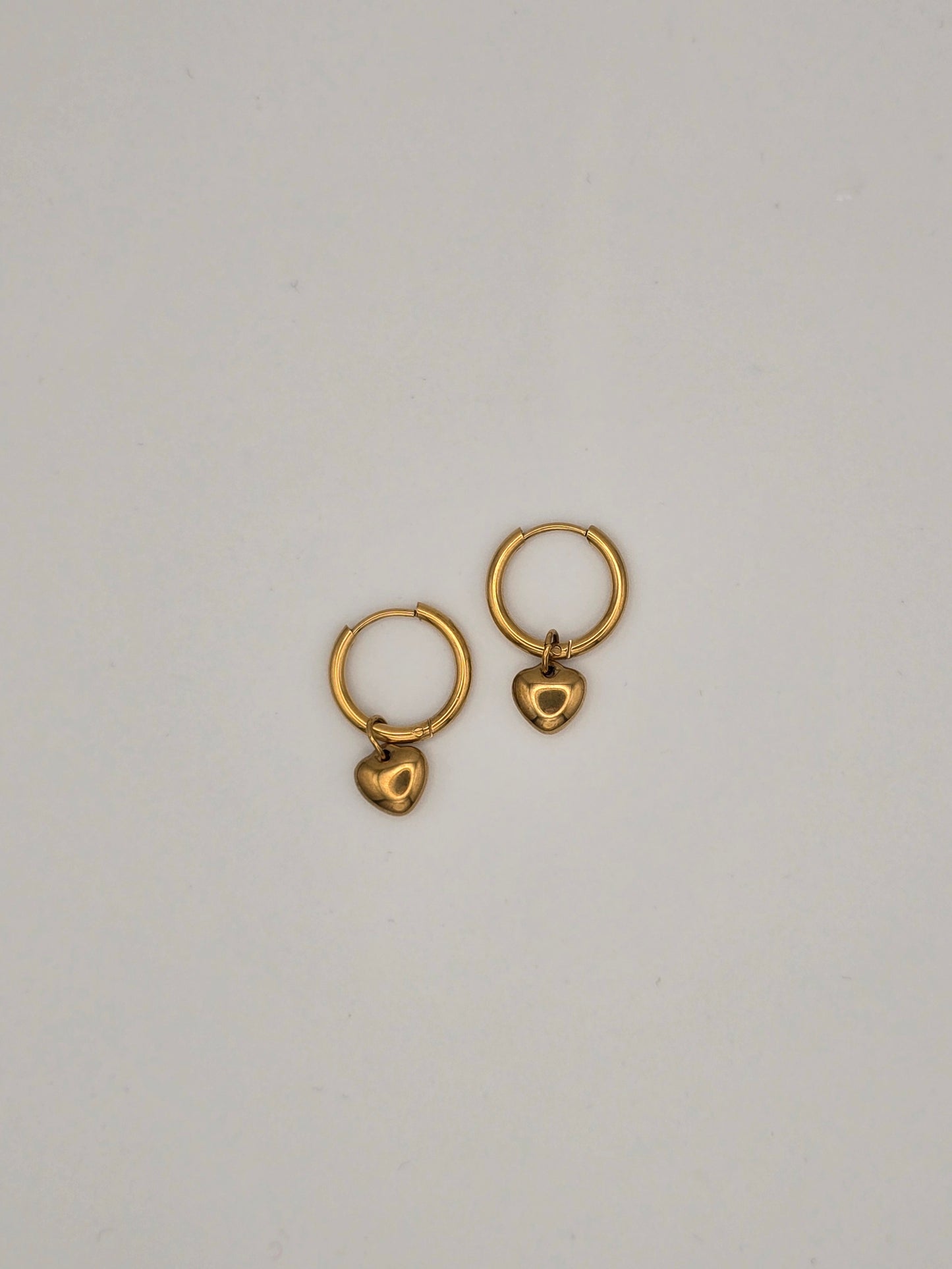 Stainless Steel Heart Hoop Earrings in Gold