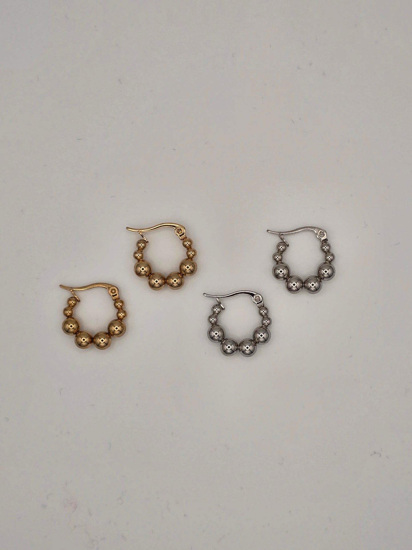 Stainless Steel Small Ball Hoop Earrings Gold or Silver