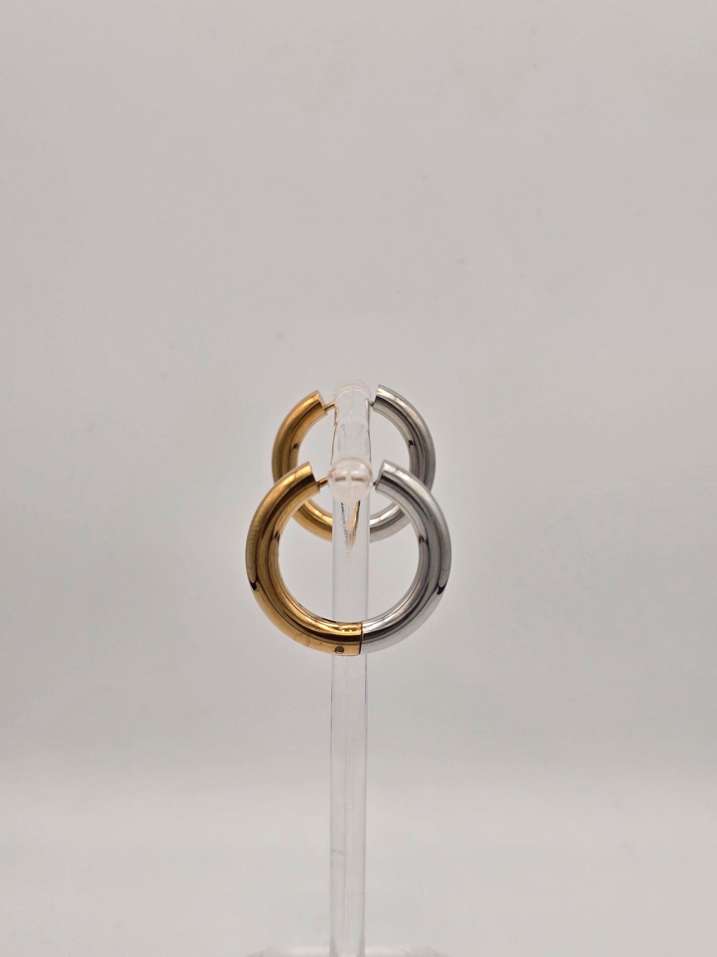 Stainless Steel Thick Hoop Earrings in Gold, Silver or Two-Tone