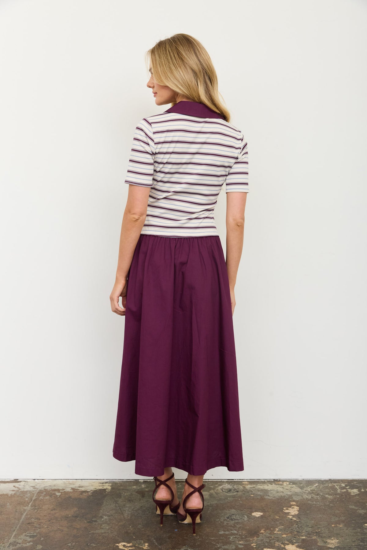Striped Polo Twofer Midi Dress