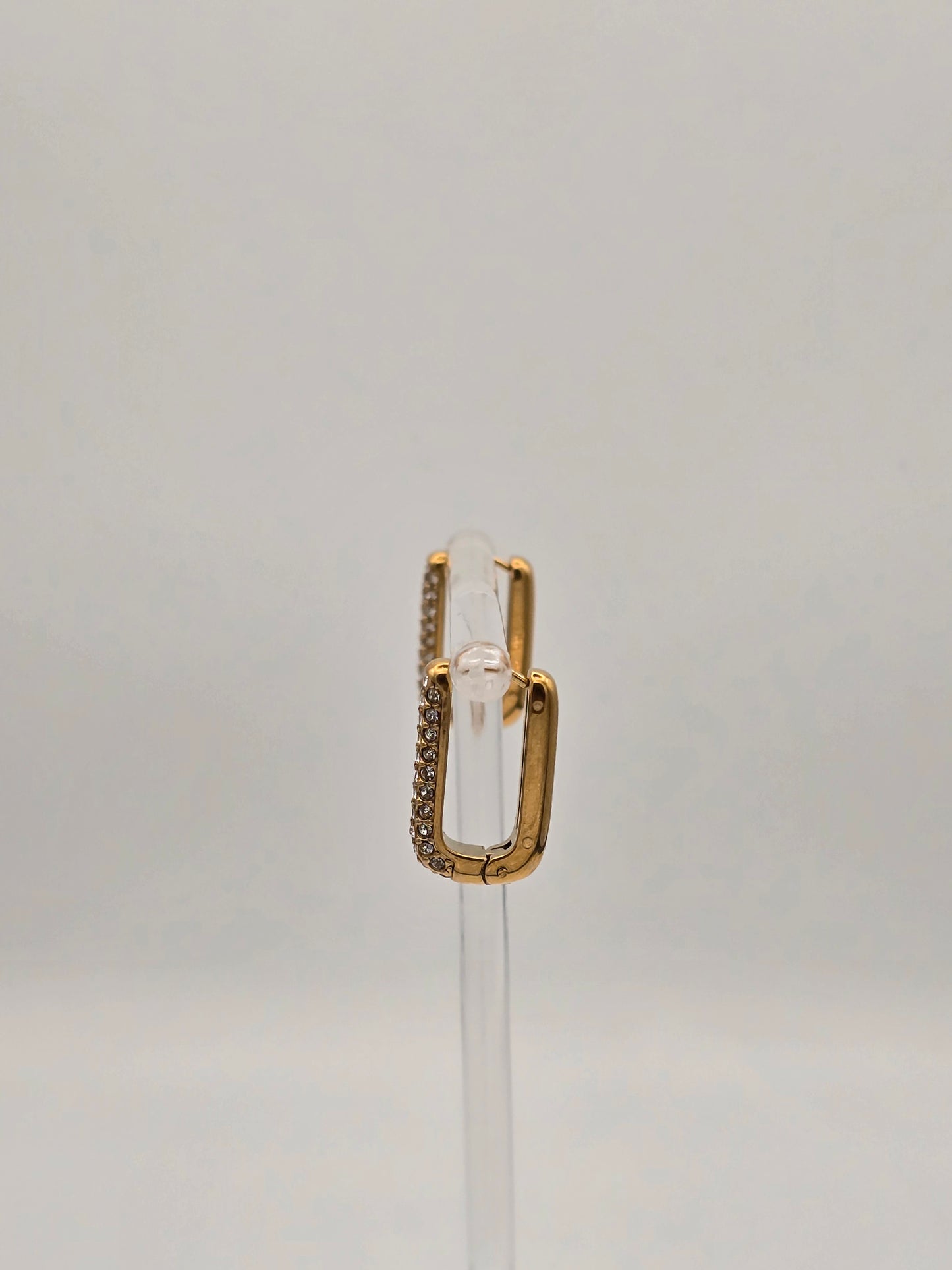 Stainless Steel Rectangle Sparkle Earrings