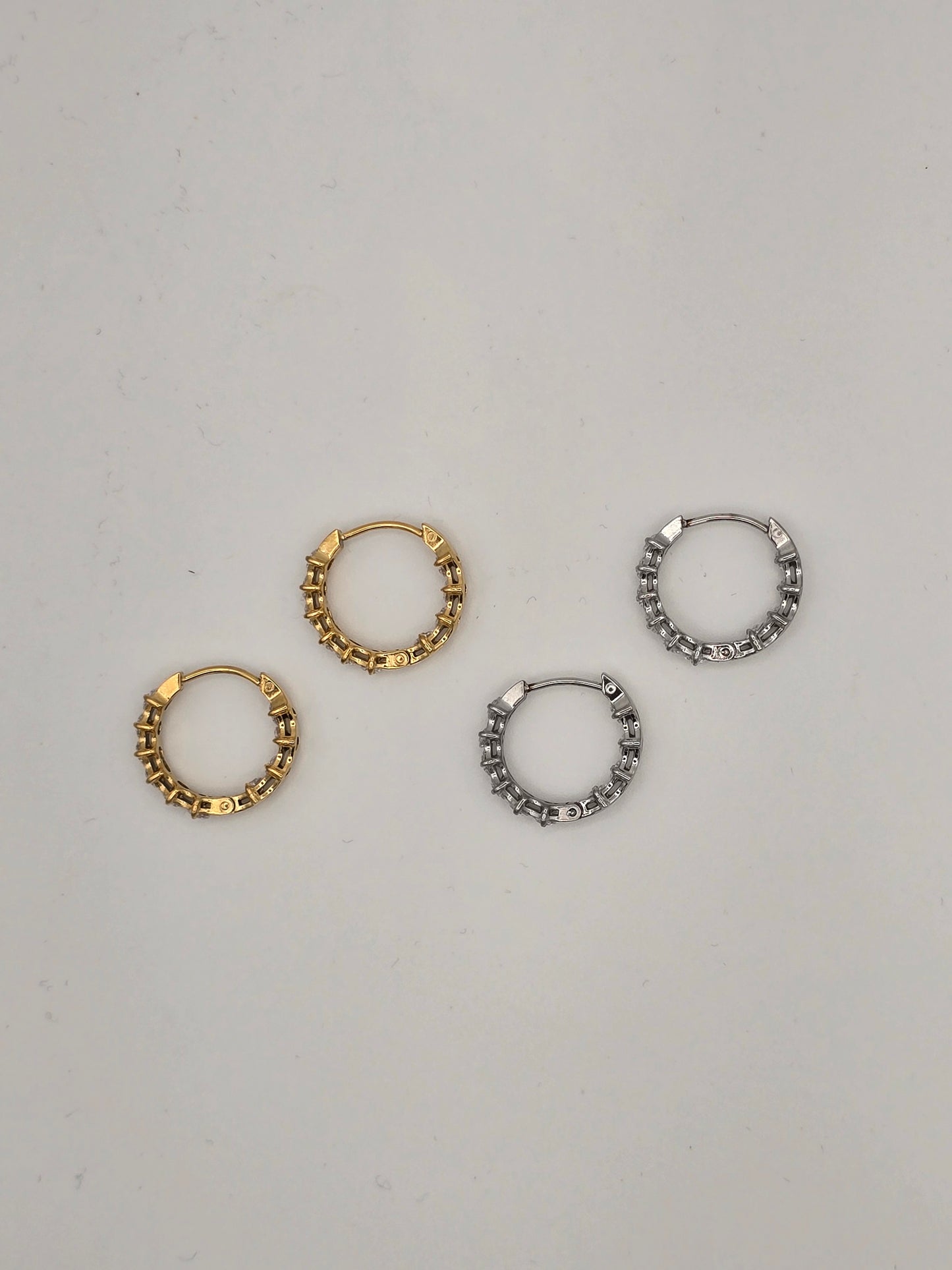 Stainless Steel Sparkle Hoop Earrings in Gold or Silver