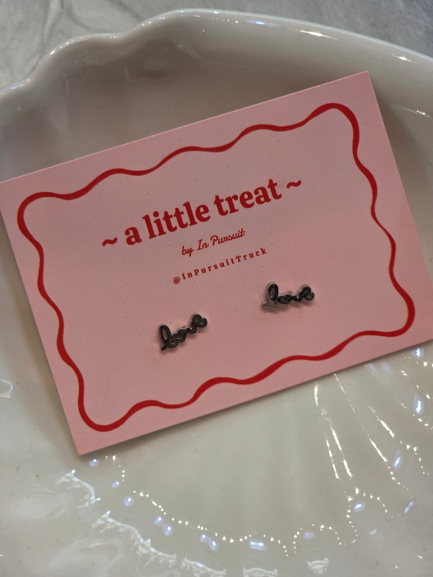 Stainless Steel "Love" Studs (Silver or Gold)