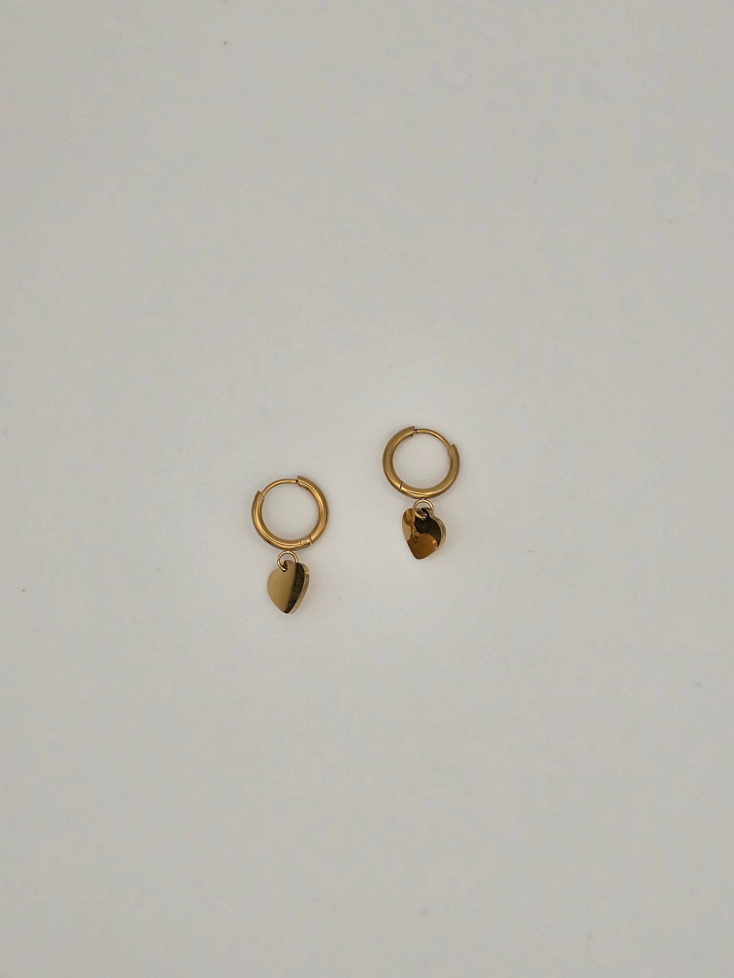 Stainless Steel Flat Heart Hoops Gold or Silver