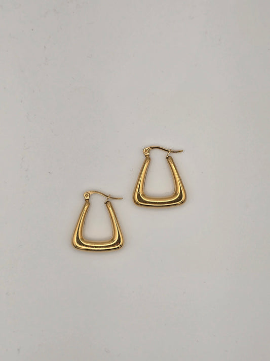 Stainless Steel Thick Triangle Hoops in Gold