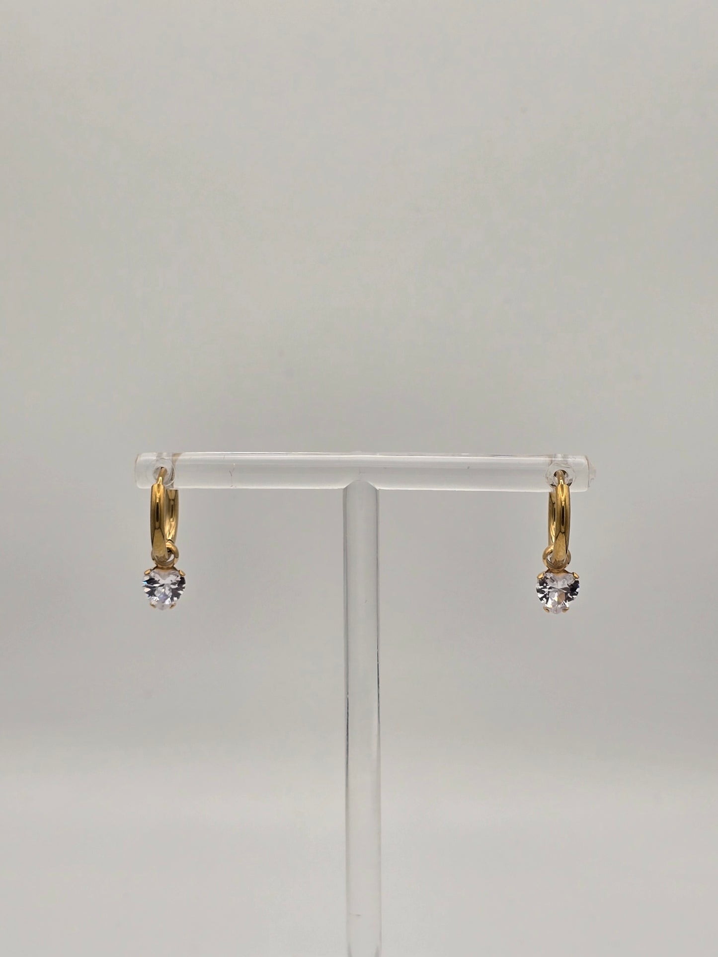 Stainless Steel Sparkle Heart Hoops