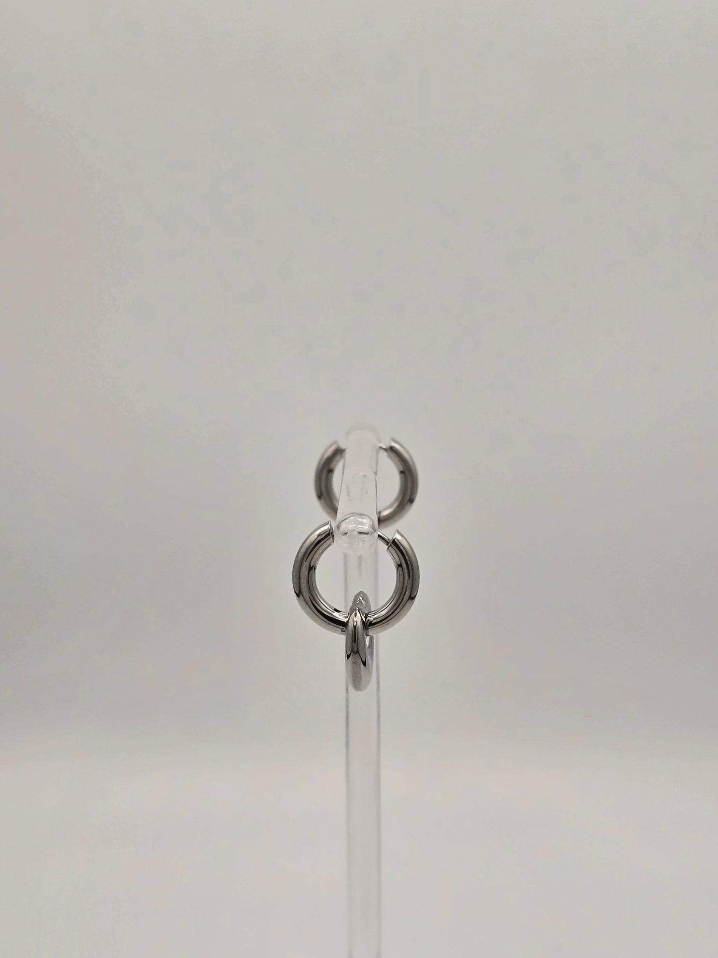 Stainless Steel Heart Dangle Hoop Earrings Gold or Silver