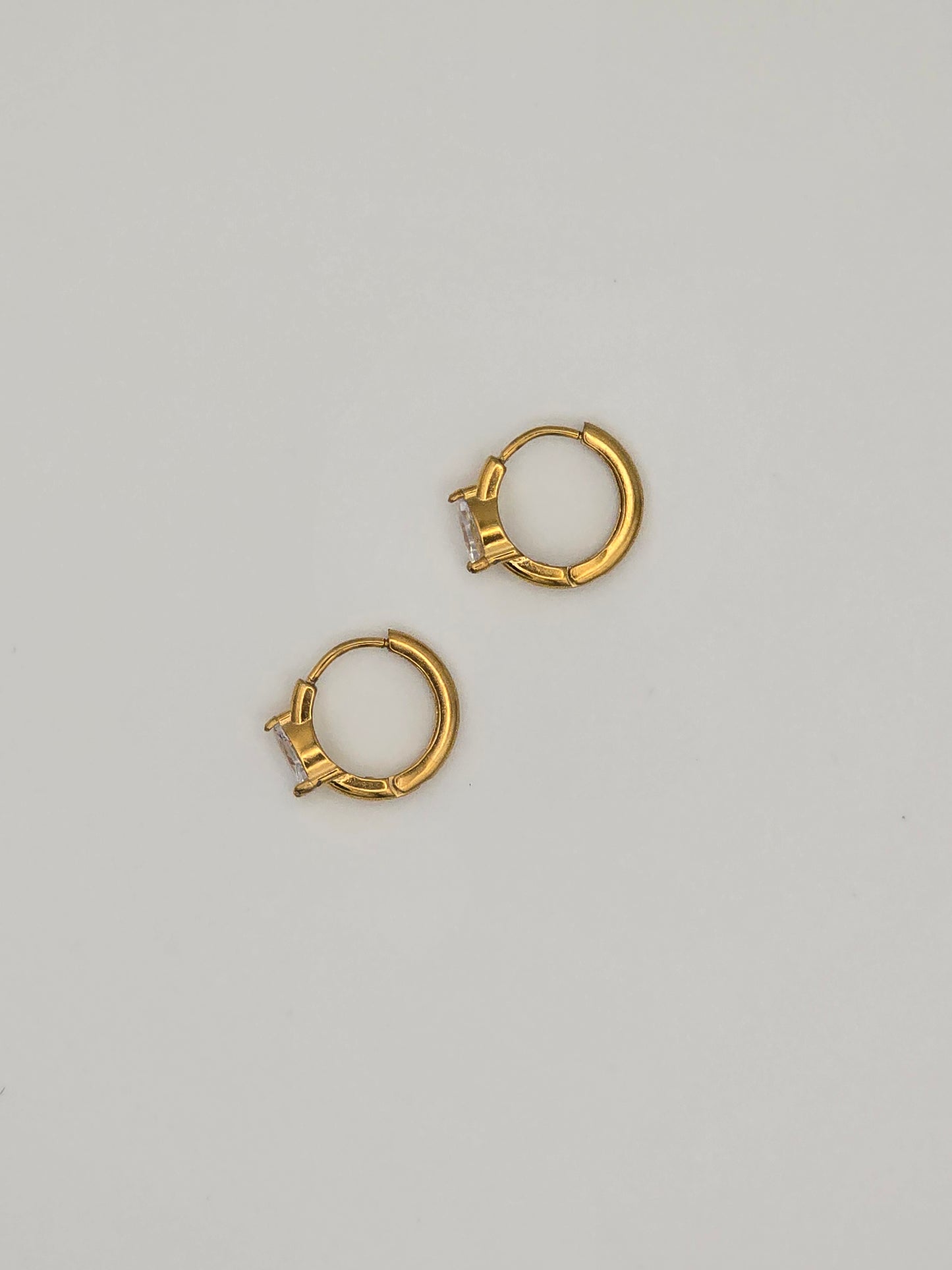 Stainless Steel Teardrop Sparkle Mini Hoops