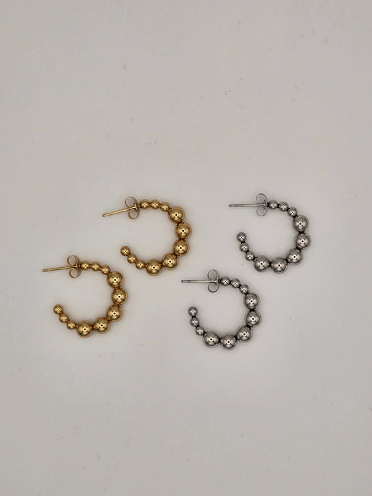 Stainless Steel Little Ball Teardrop Hoops Gold or Silver