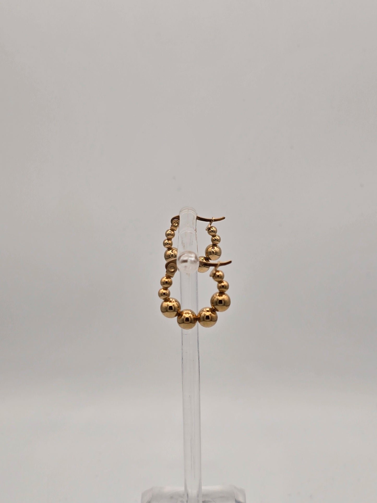 Stainless Steel Small Ball Hoop Earrings Gold or Silver