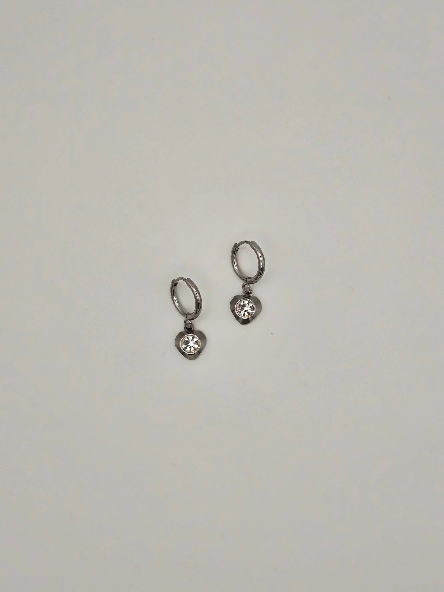 Drop Heart Hoop Earrings Gold or Silver