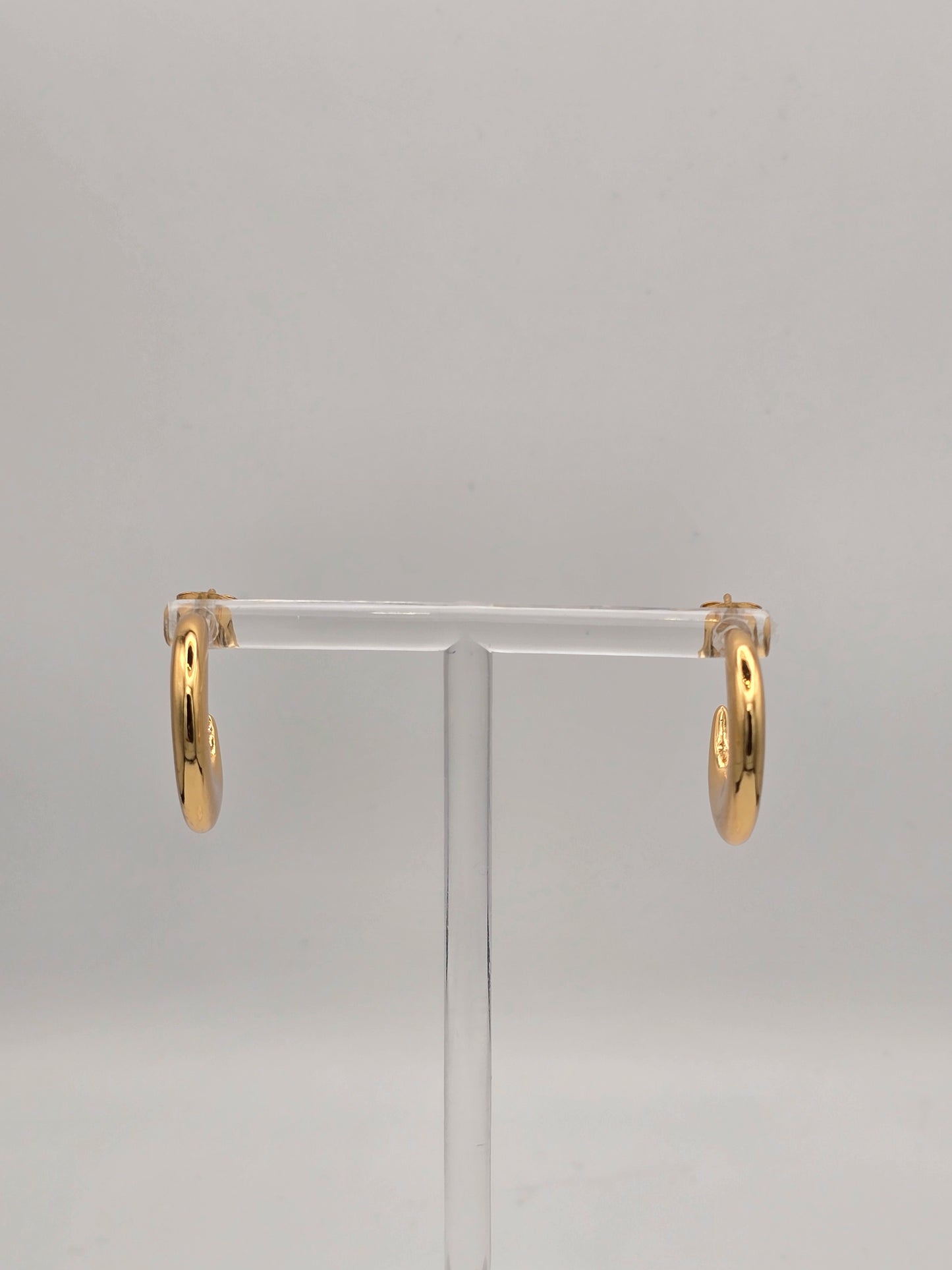 Stainless Steel Flat Half Hoops in Gold or Silver