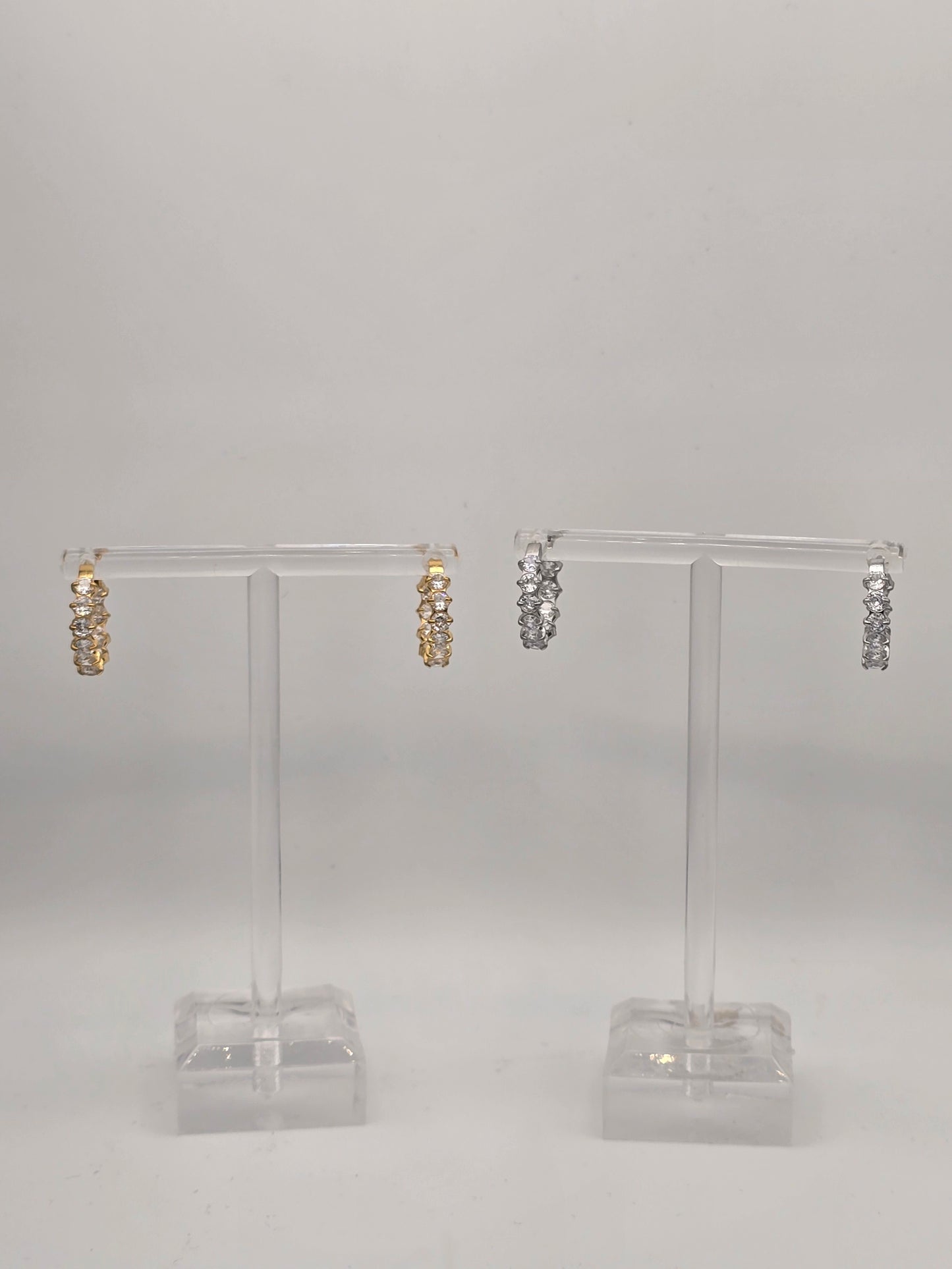 Stainless Steel Sparkle Hoop Earrings in Gold or Silver