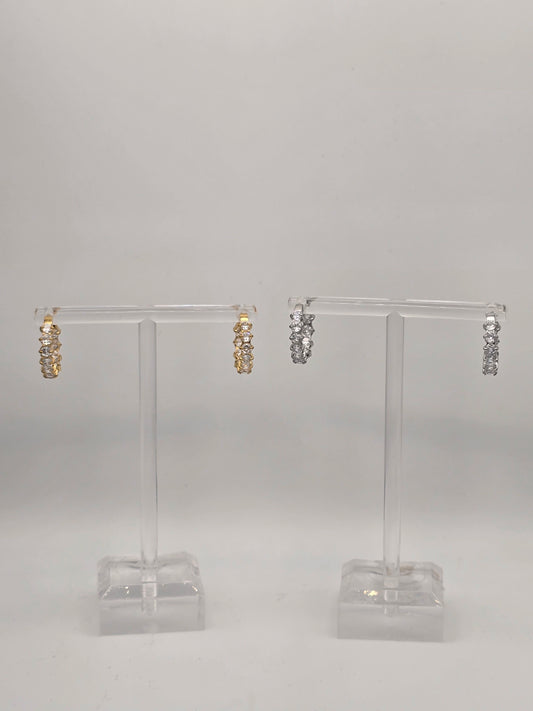 Stainless Steel Sparkle Hoop Earrings in Gold or Silver