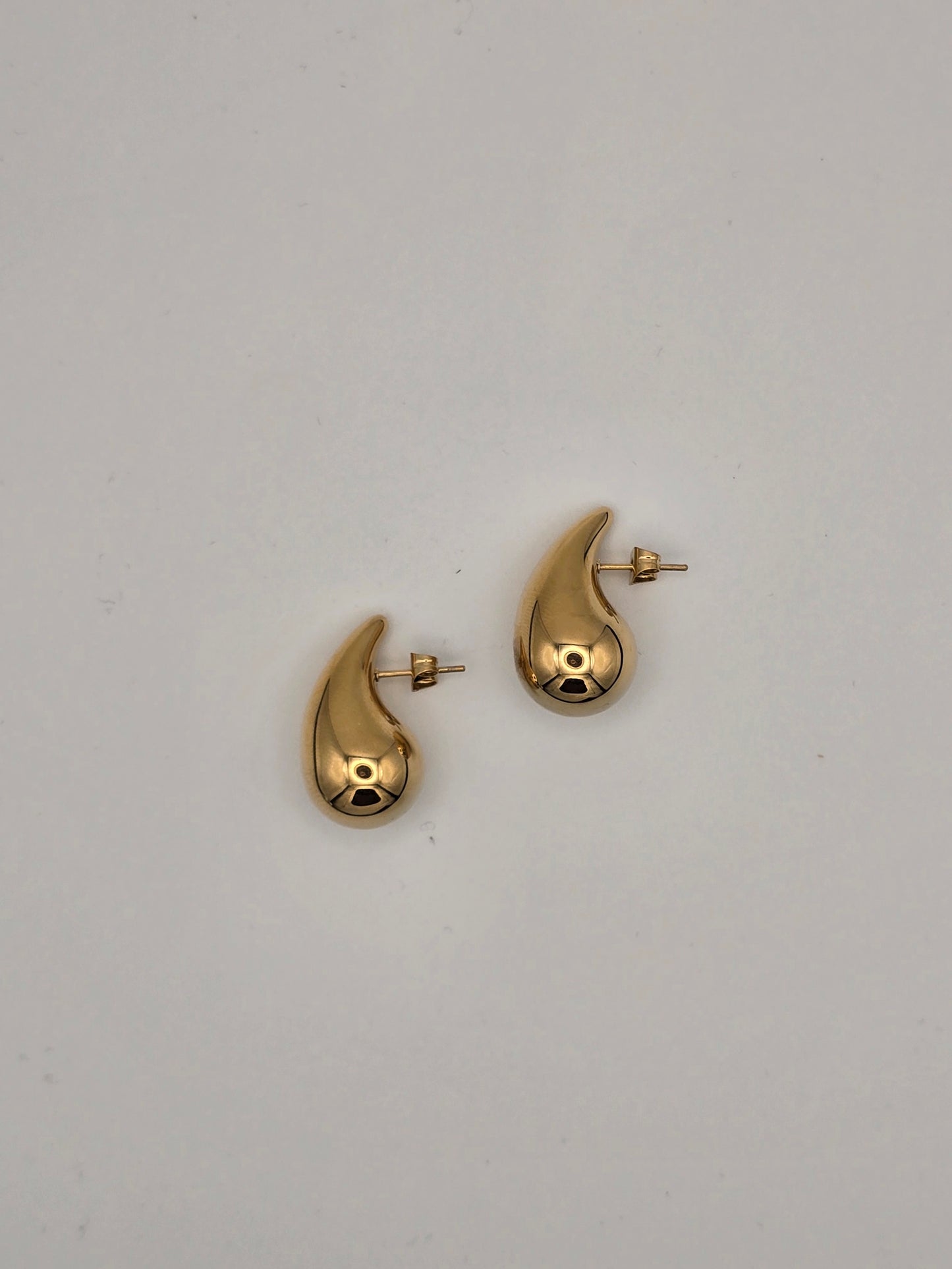 Stainless Steel Large Teardrop Studs in Gold or Silver