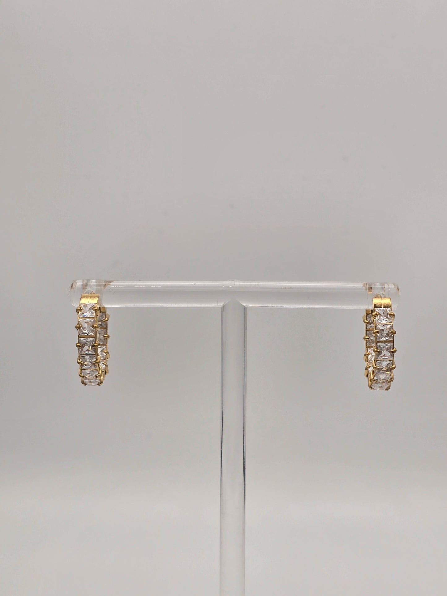 Stainless Steel Medium Sparkle Hoops in Gold or Silver