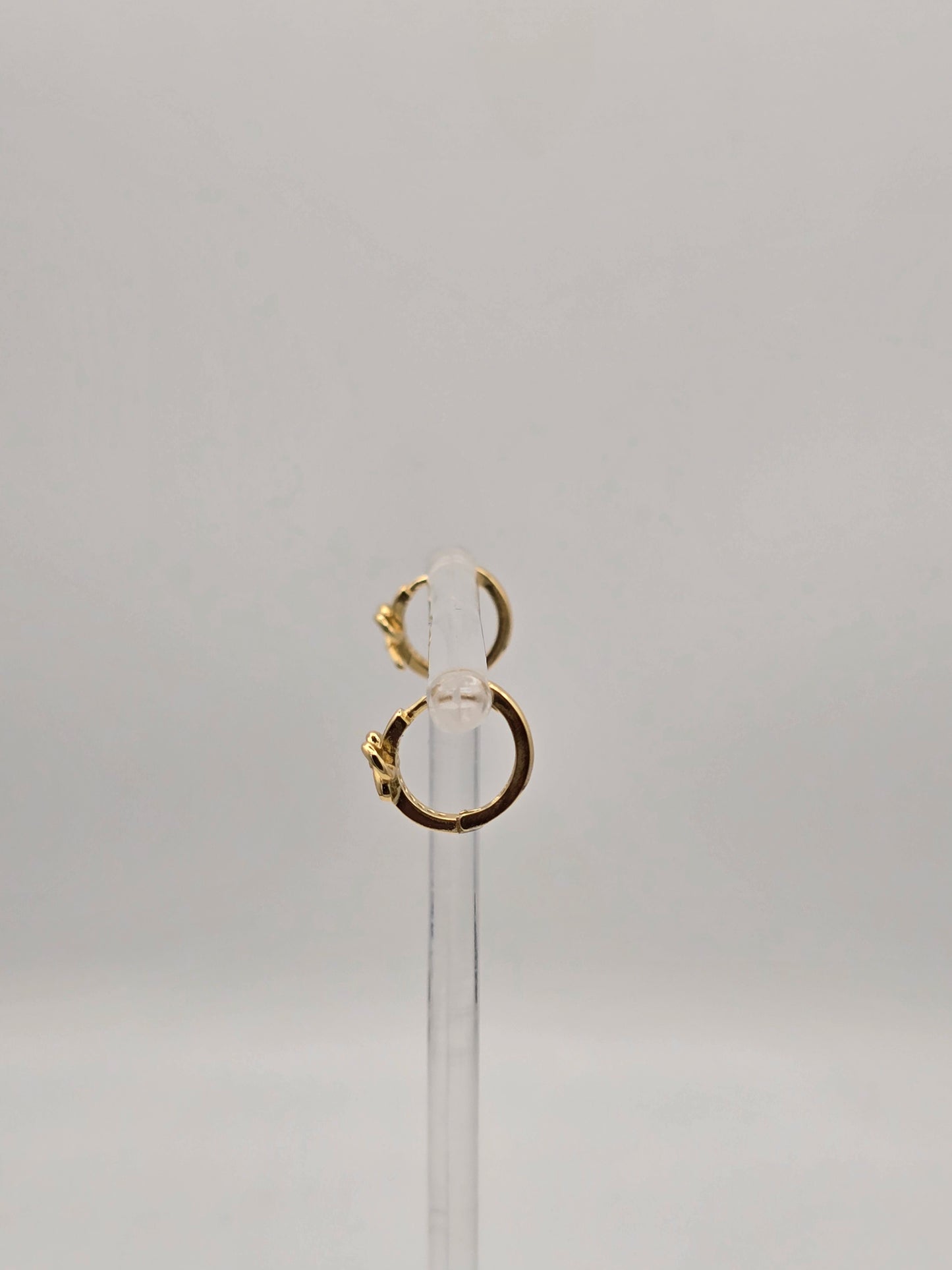 Stainless Steel Small Bow Sparkle Huggies in Gold or Silver