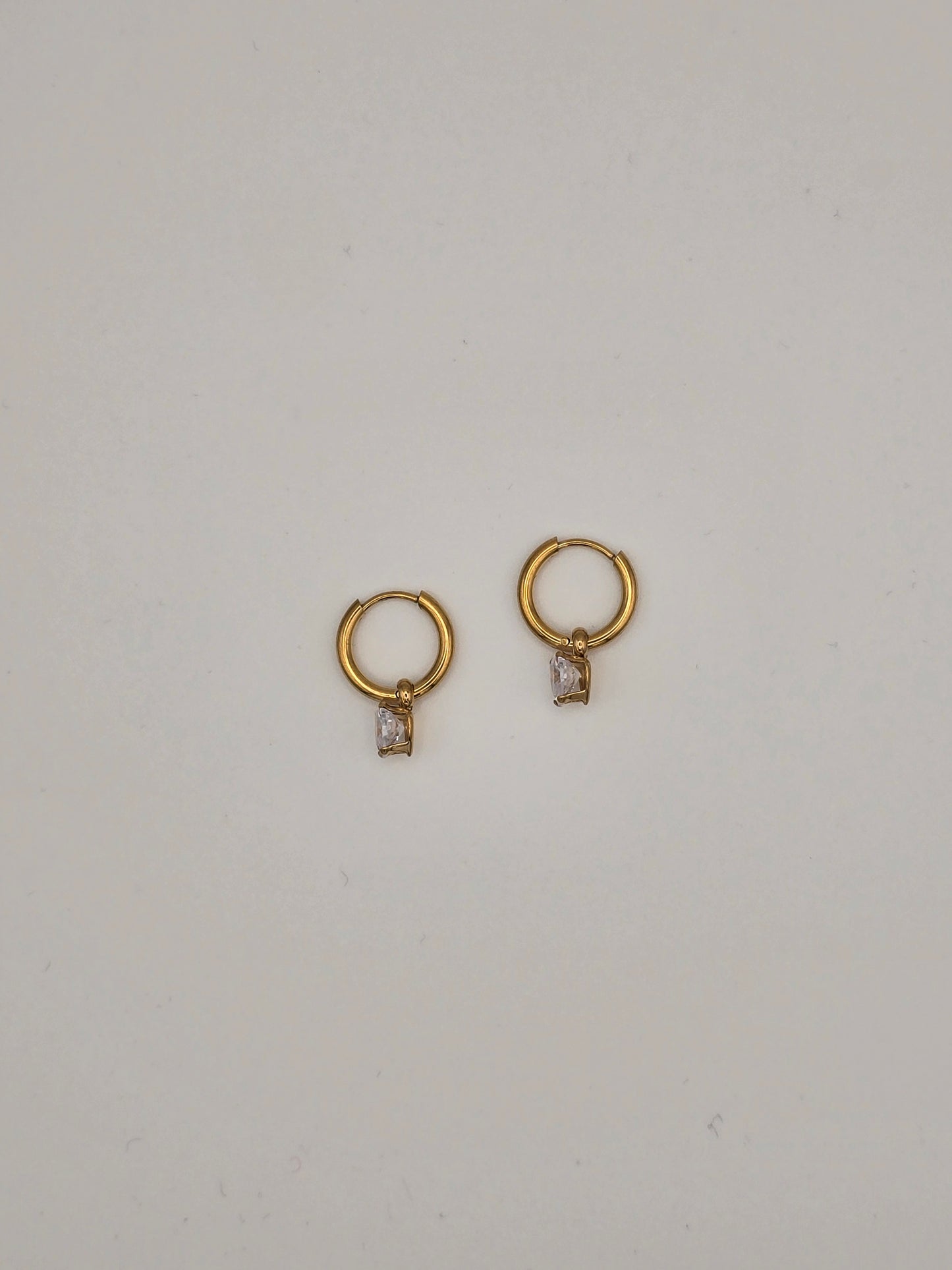 Stainless Steel Sparkle Heart Hoops