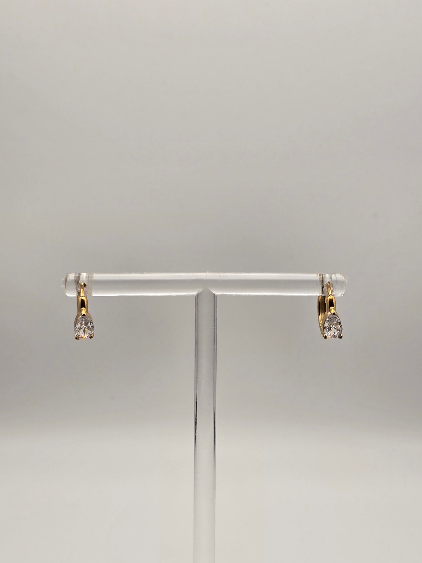 Stainless Steel Teardrop Sparkle Mini Hoops