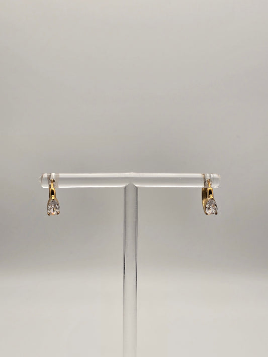 Stainless Steel Teardrop Sparkle Mini Hoops