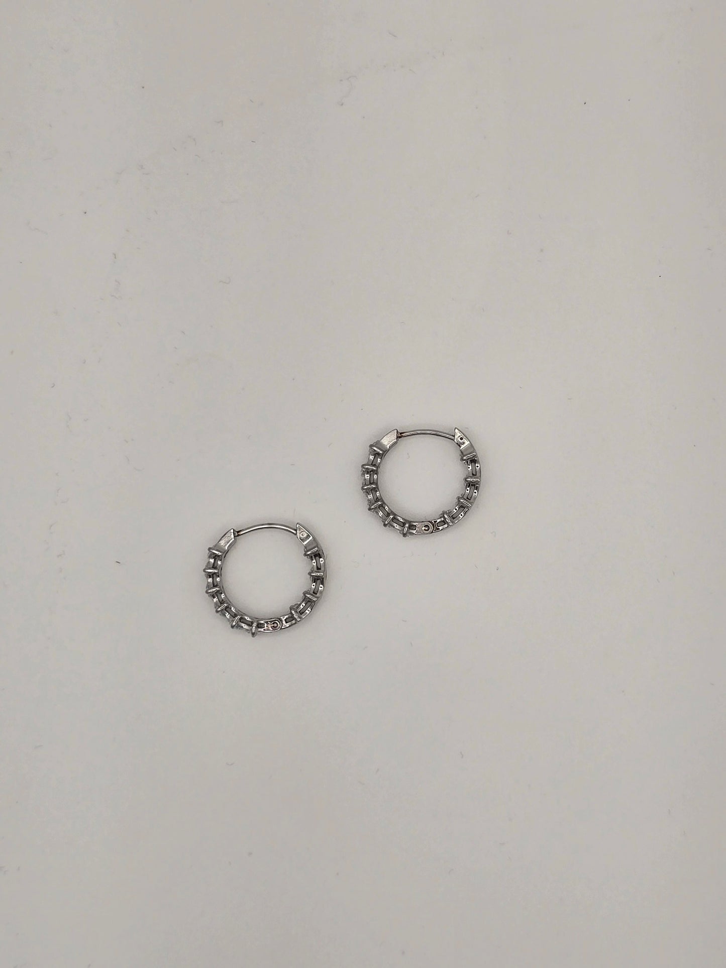 Stainless Steel Sparkle Hoop Earrings in Gold or Silver