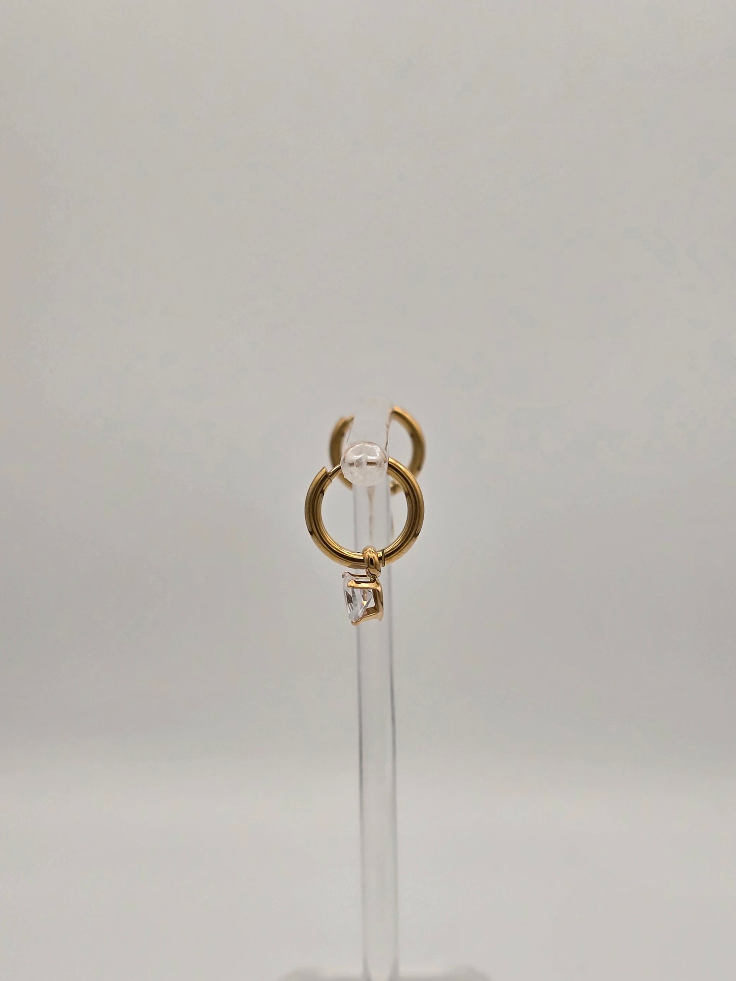 Stainless Steel Sparkle Heart Hoops