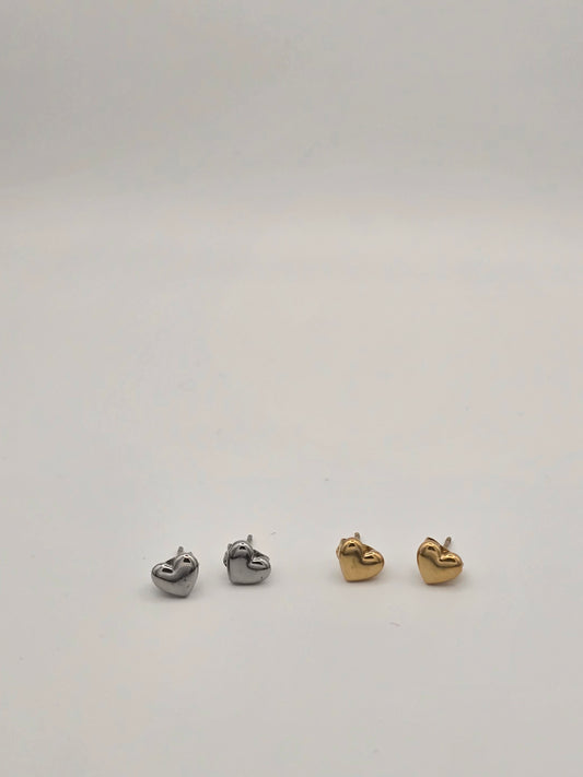 Stainless Steel Small Heart Studs (Gold or Silver)