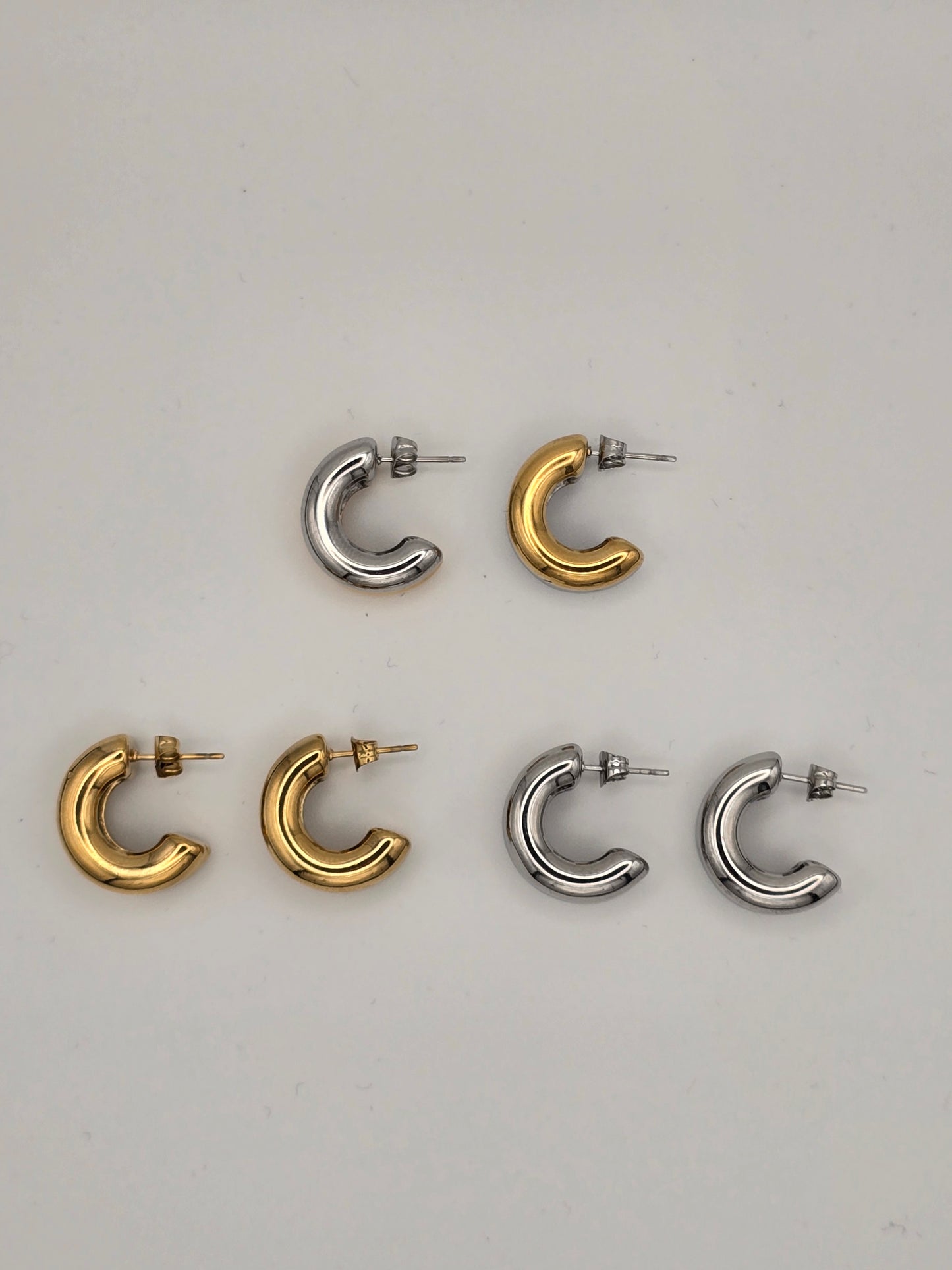 Stainless Steel Double Hoop Earrings Gold, Silver or Two-Tone