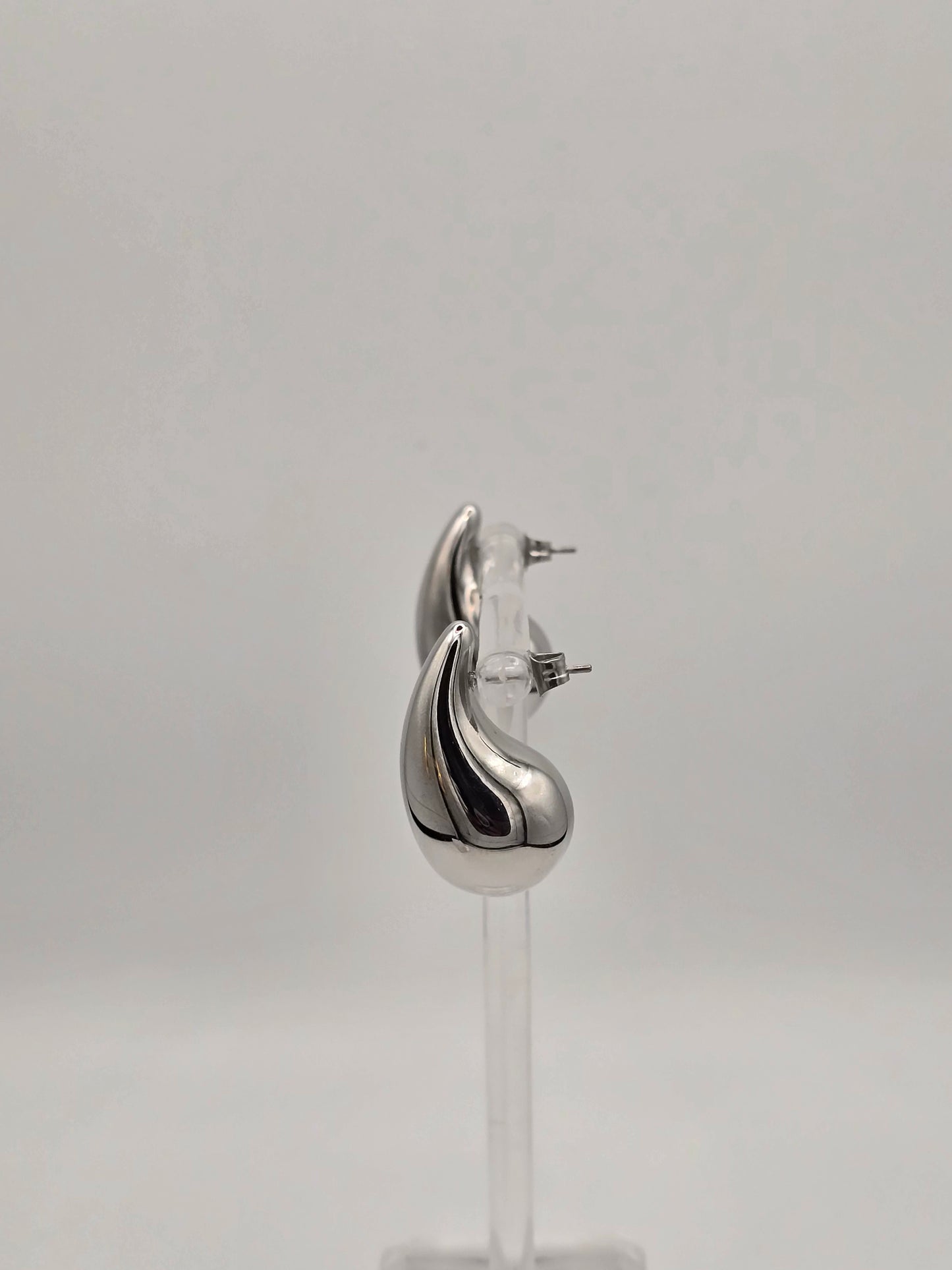 Stainless Steel Large Teardrop Studs in Gold or Silver