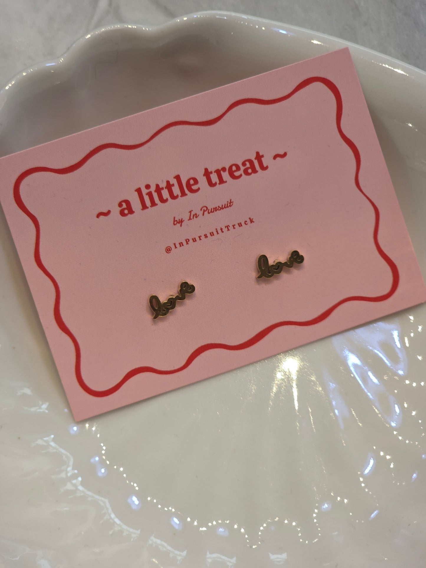 Stainless Steel "Love" Studs (Silver or Gold)