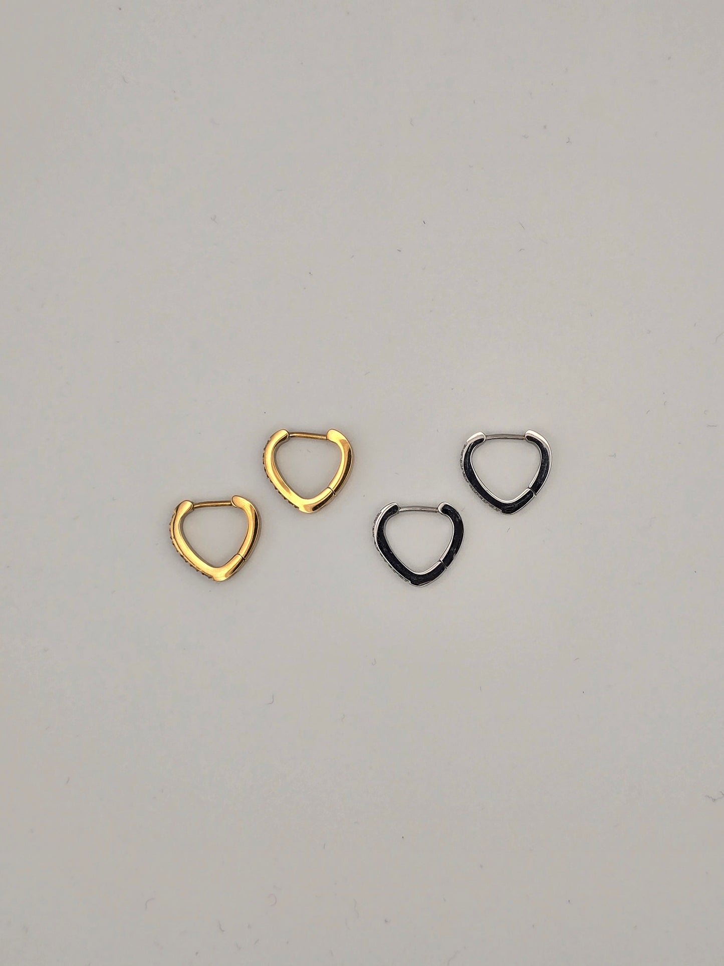 Stainless Steel Sparkle Pointed Hoops Gold or Silver