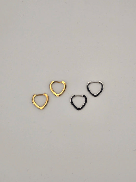 Stainless Steel Sparkle Pointed Hoops Gold or Silver