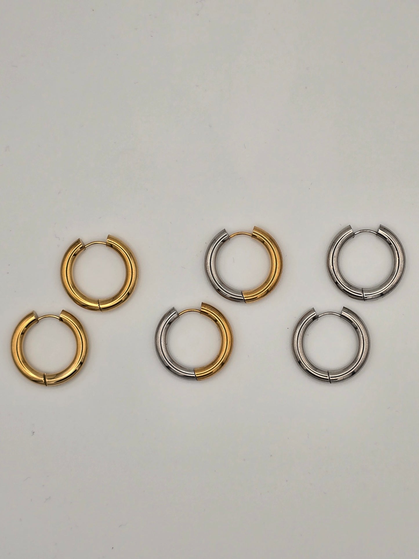 Stainless Steel Thick Hoop Earrings in Gold, Silver or Two-Tone