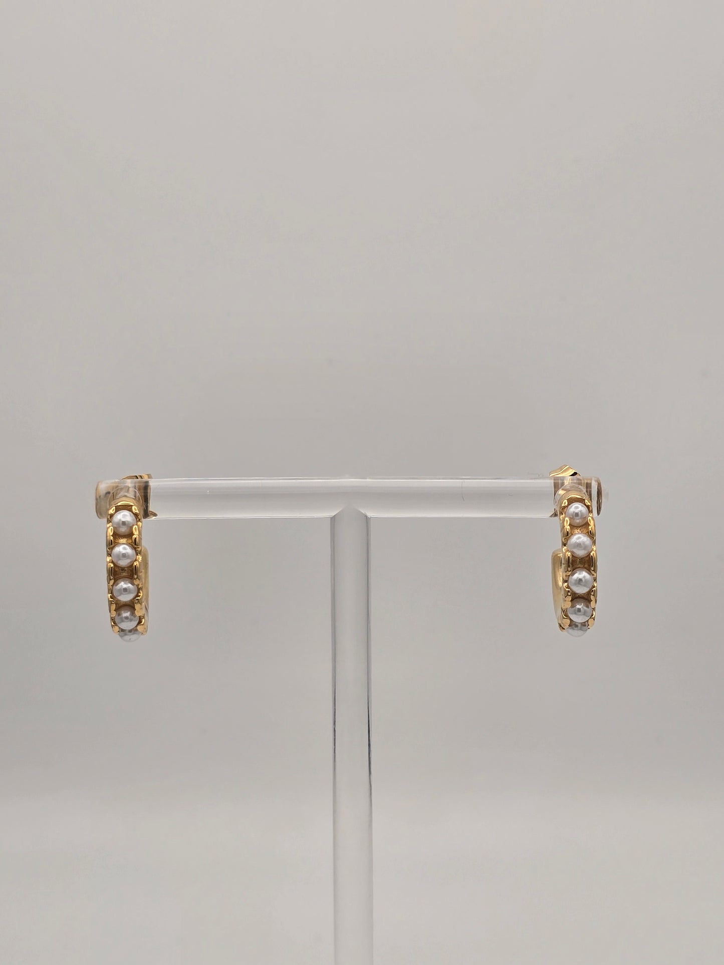 Stainless Steel Pearl Hoops