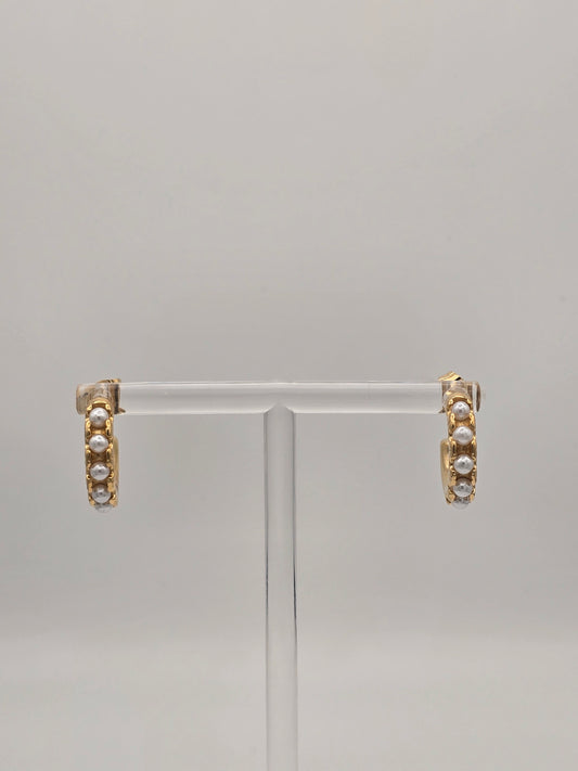 Stainless Steel Pearl Hoops