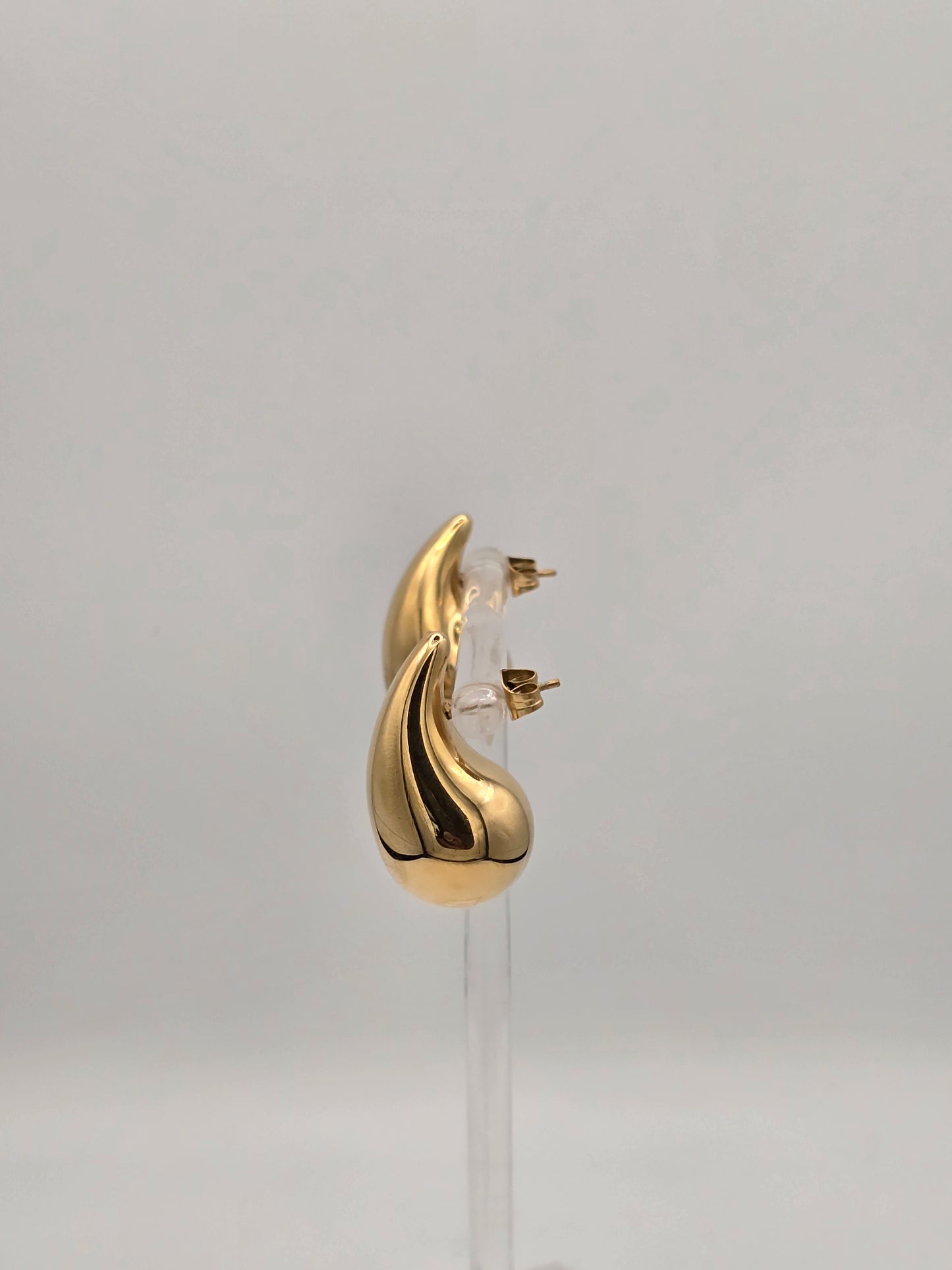 Stainless Steel Large Teardrop Studs in Gold or Silver